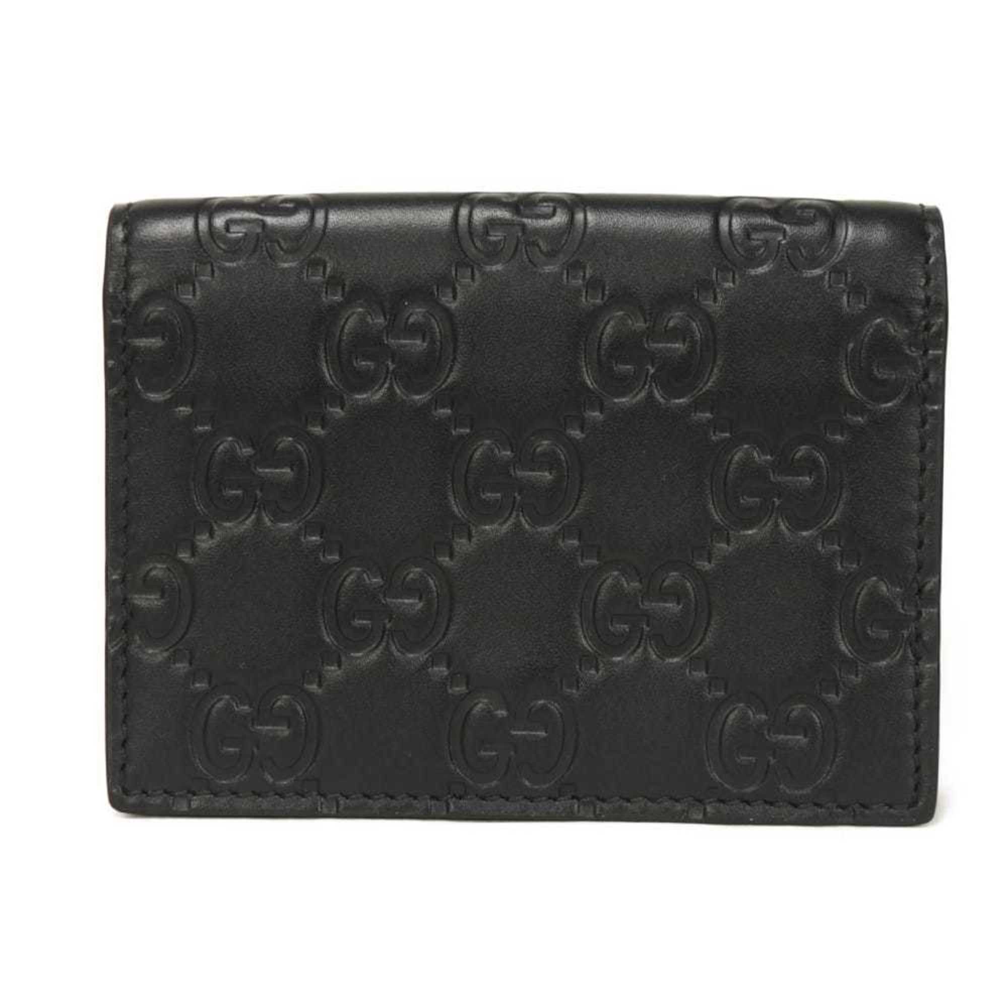 Gucci Guccissima Card Case, Bifold, Flap, Gusset, Compartment, GG Shima Embossed, Black, 779844 CWC1N 4009, Men’s