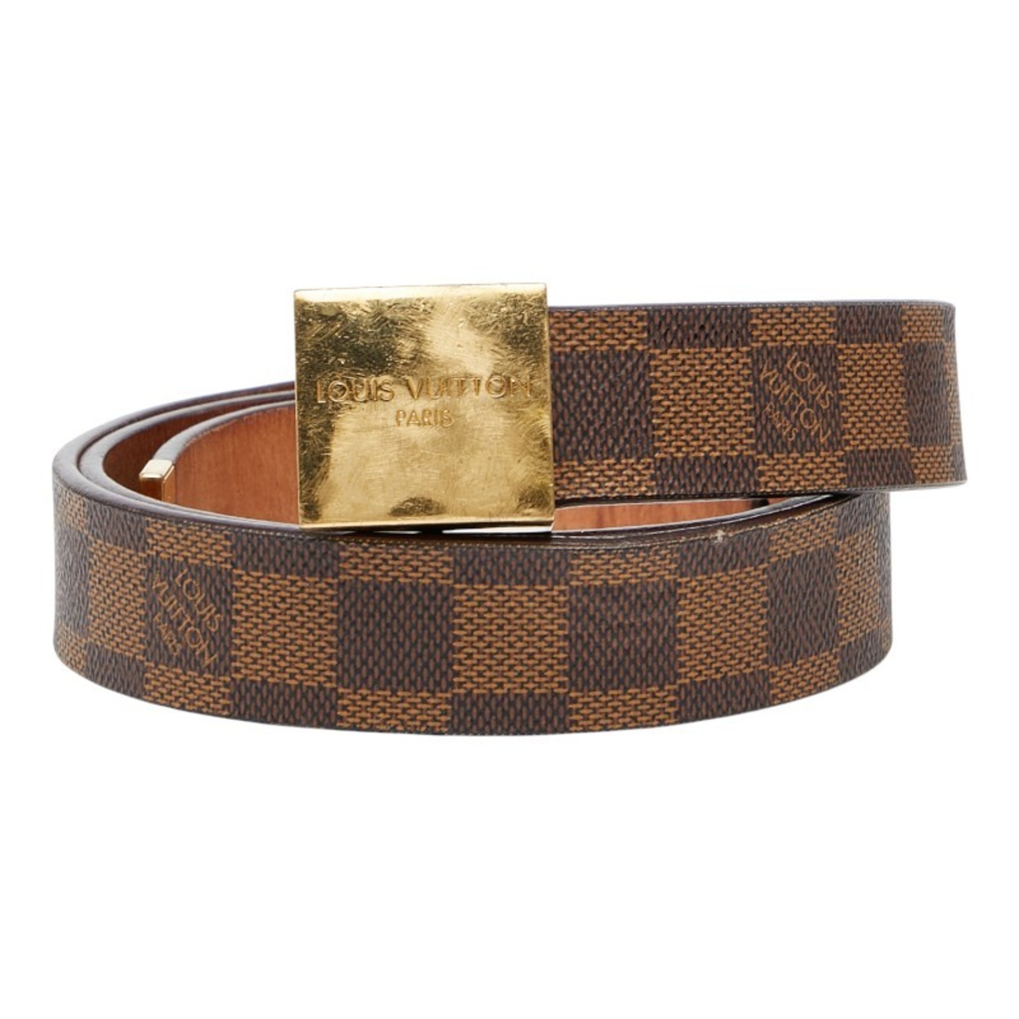 Louis Vuitton Damier Santur Carre Belt M6802 Brown Gold Plated Men’s LOUIS VUITTON