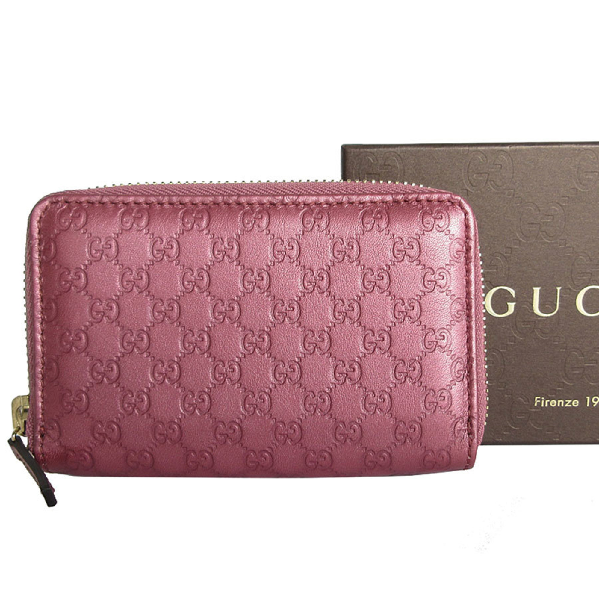 GUCCI Business Card Holder/Card Case Wallet/Coin Micro Guccissima Leather Metallic Pink Women’s 255452 s0152f