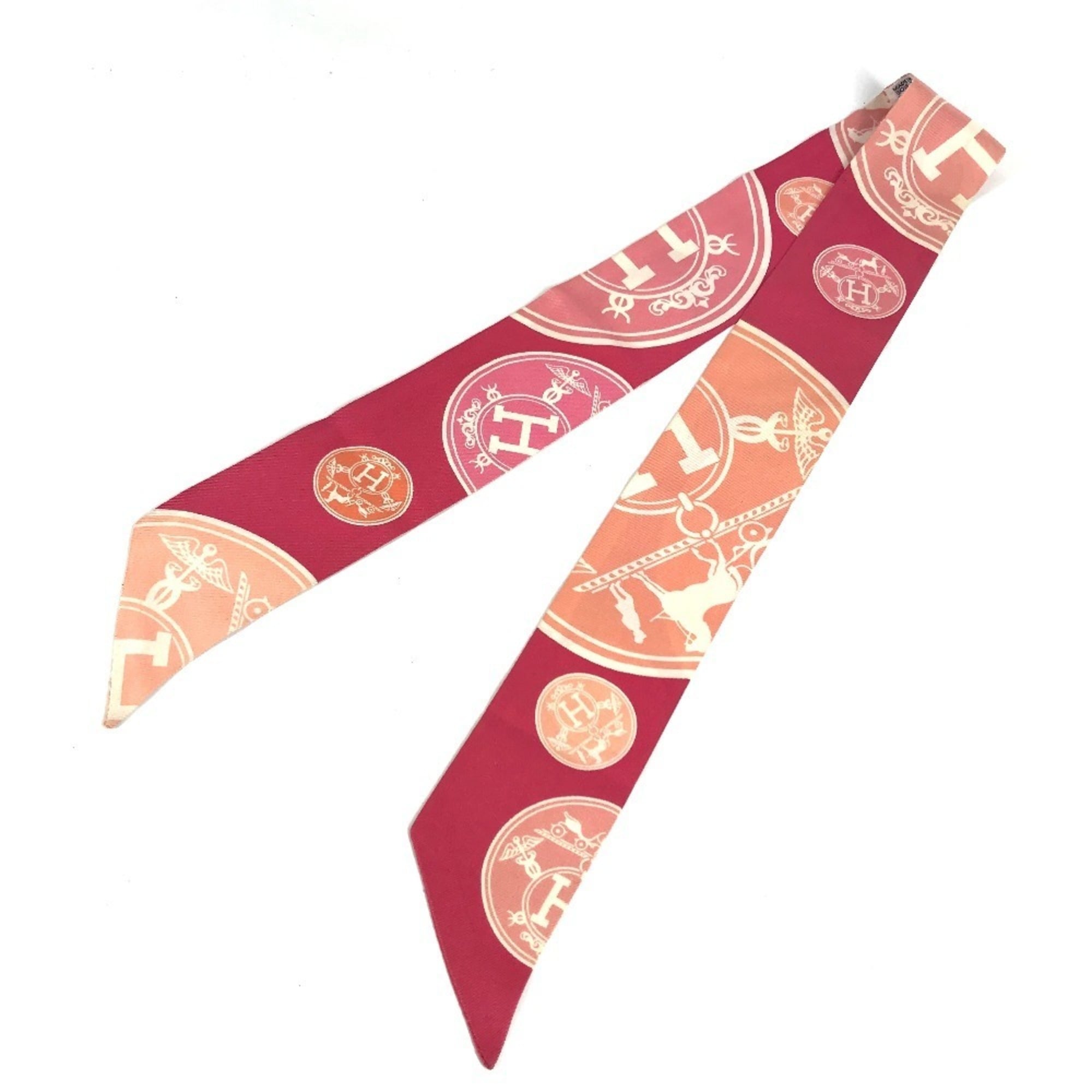 HERMES Twilly Silk Scarf for Women, Pink