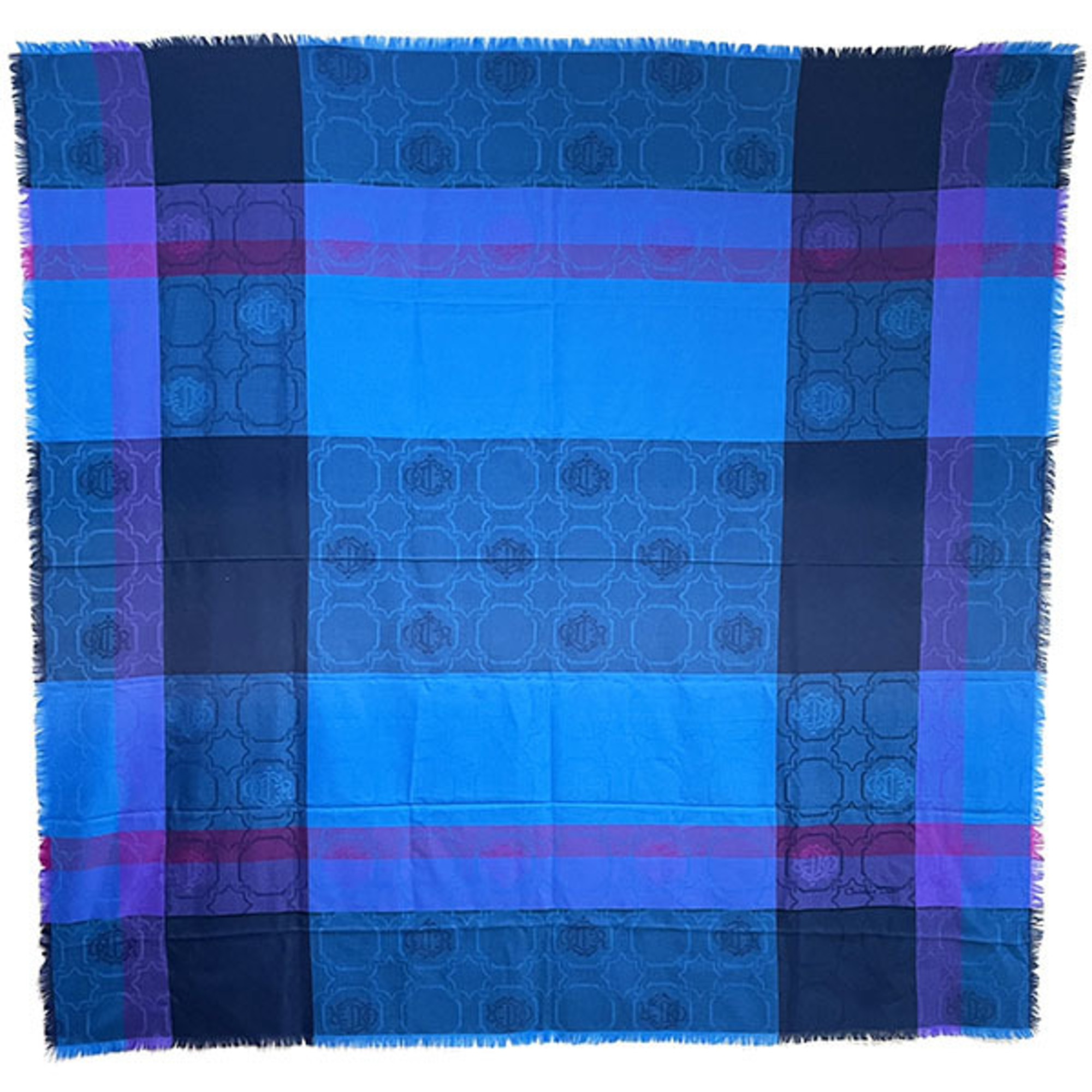 Christian Dior shawl, check, large multi-color, blue, purple, navy, Dior, stole, muffler, scarf, lap blanket, C.Dior YY-11801