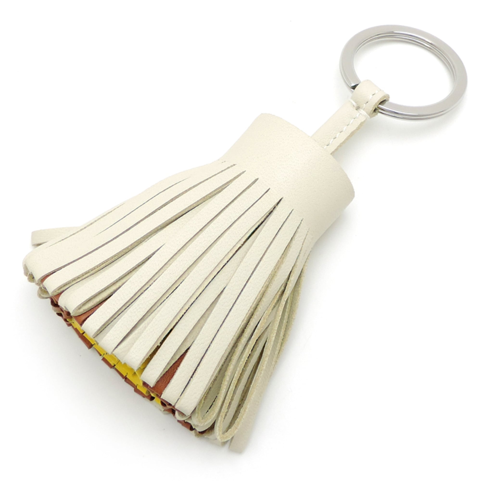 Hermes HermÃ¨s Carmen Tricolore Silver Hardware W Stamp 2024 Women’s/Men’s Annu Milo Nata Keychain (White)