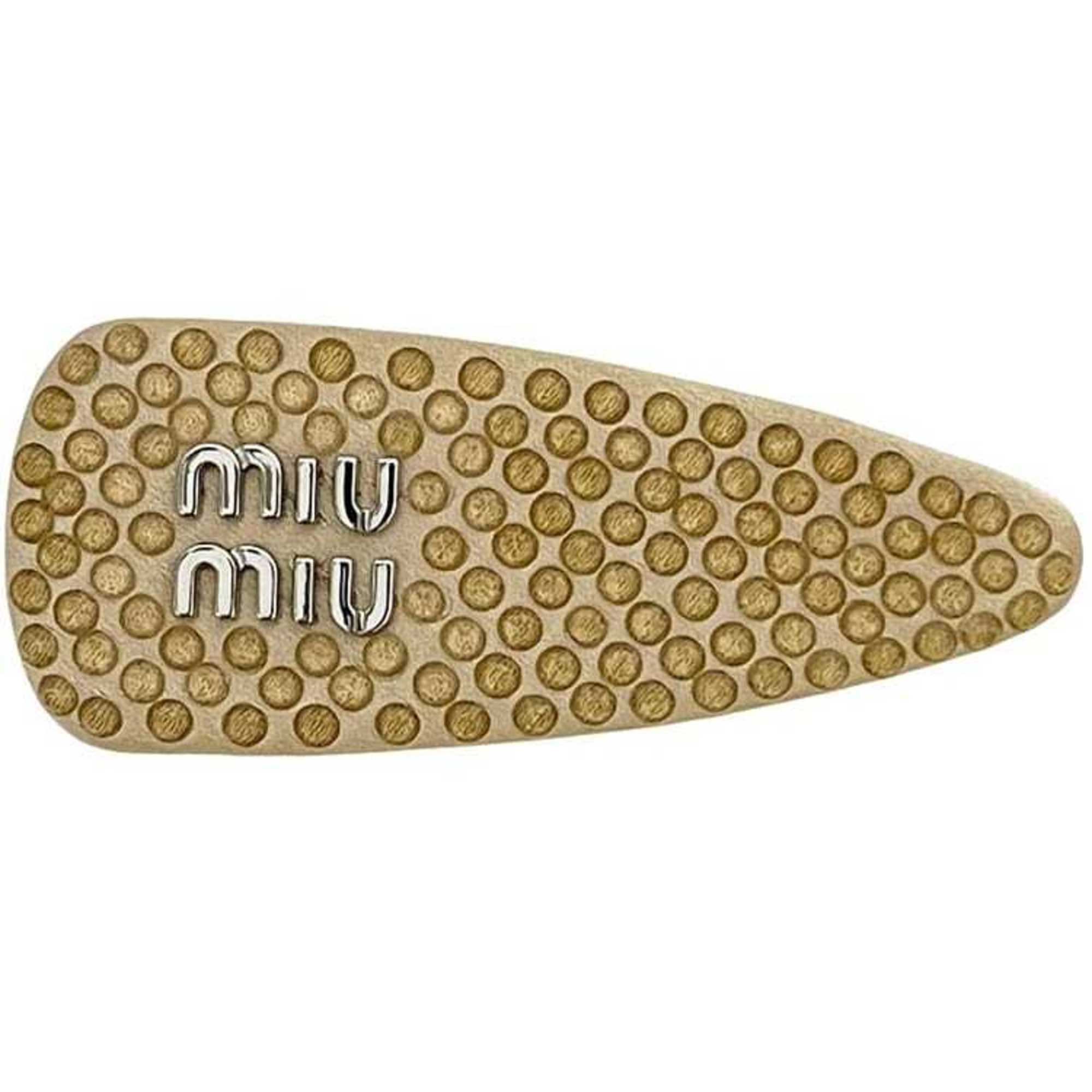 Miu Miu Miu Barrette f-24386 Beige SABBIA STARLIGHT 5IF092 2DDK F0036 Satin Stone Hair Clip Rhinestone Women’s