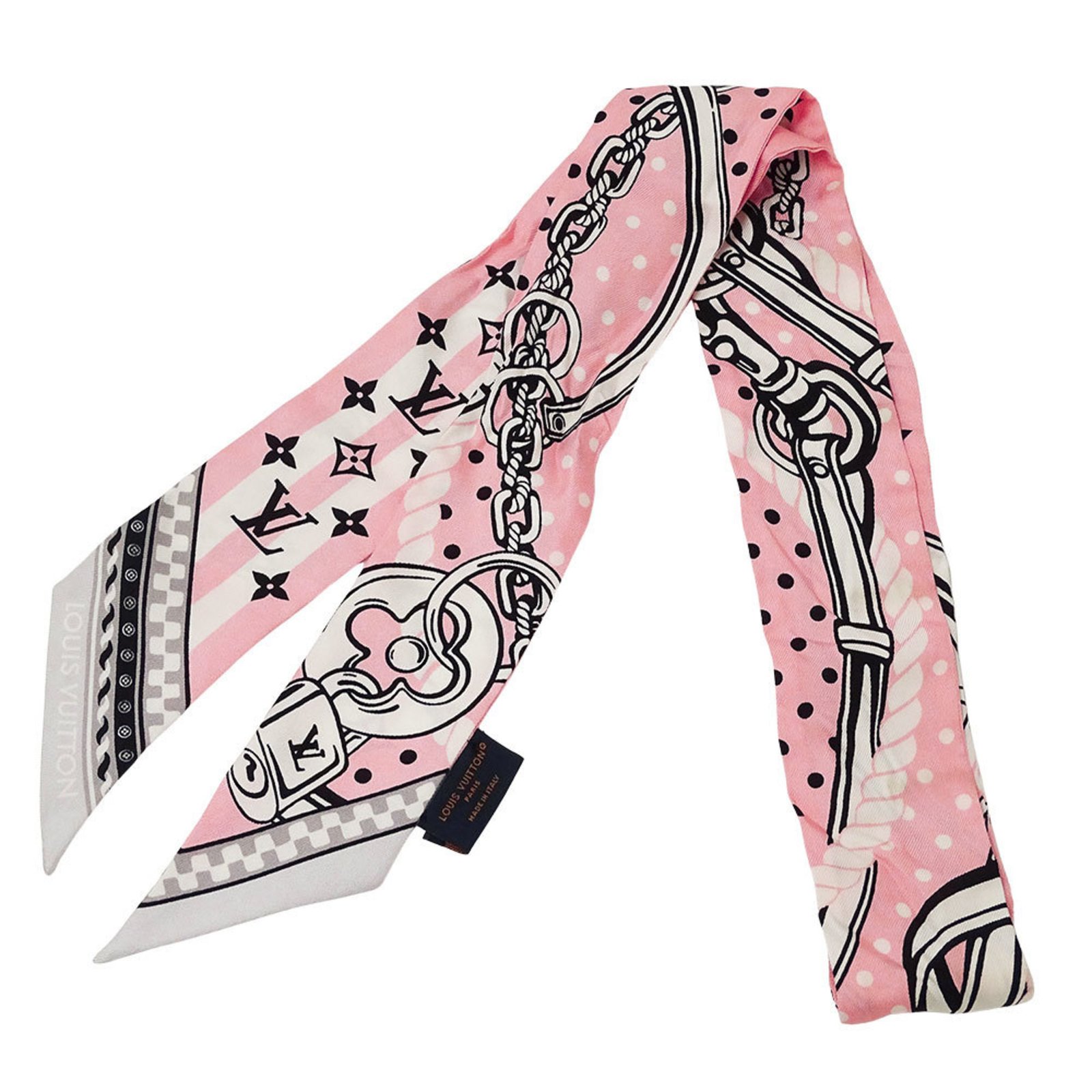 Louis Vuitton Monogram Silk Bandeau BB Ocean Bandana Scarf, Women’s, Pink, M96319