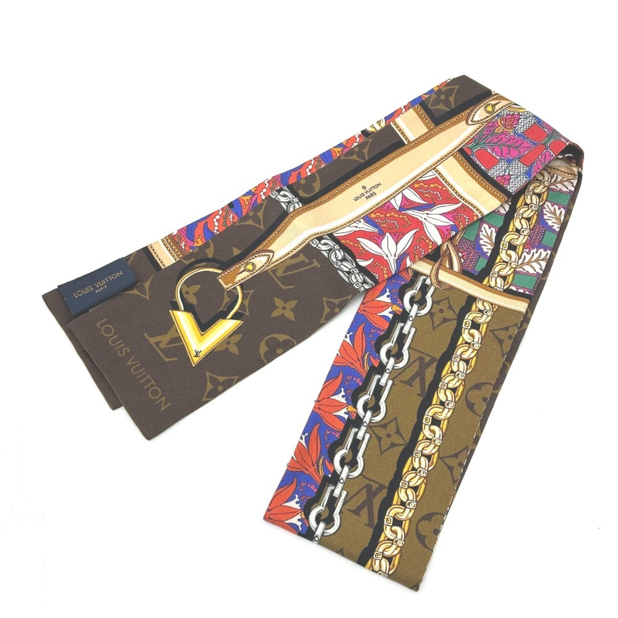 LOUIS VUITTON M76104 Bandeau Confidential Garden Scarf, Silk, Brown, Women’s