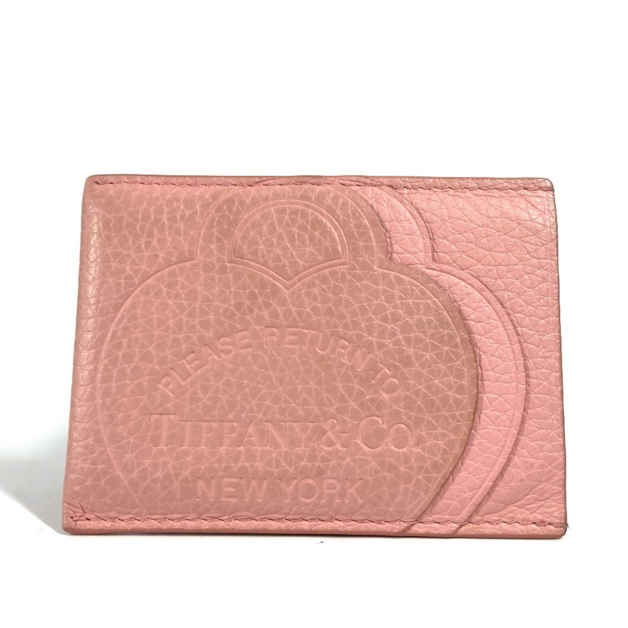 TIFFANY&Co. Tiffany Return to Heart Business Card Holder Pass Case Holder/Card Leather Women’s Pink