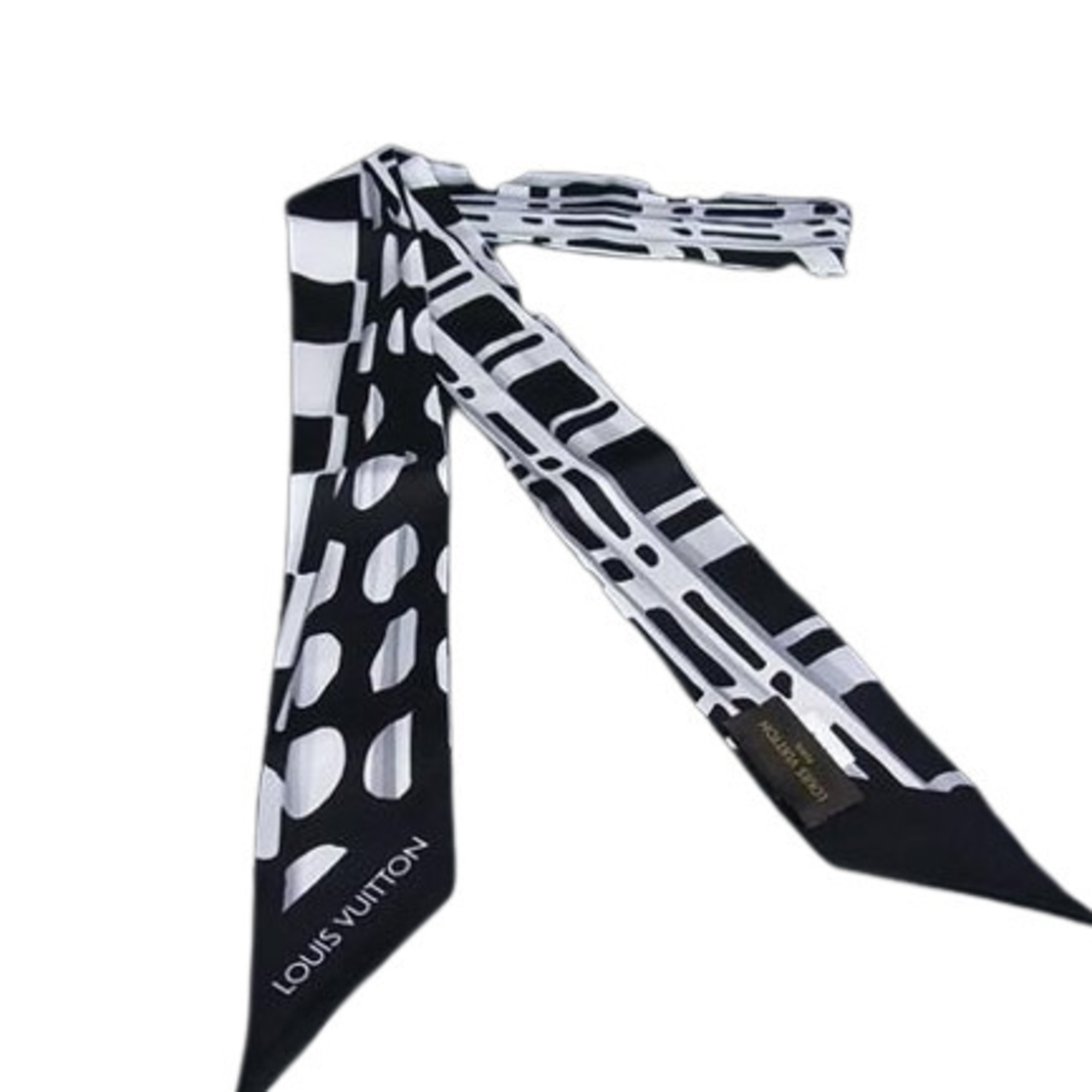 LOUIS VUITTON Louis Vuitton Bandeau BB Scarf MP1834 Black and White 100% Silk Women’s Ribbon