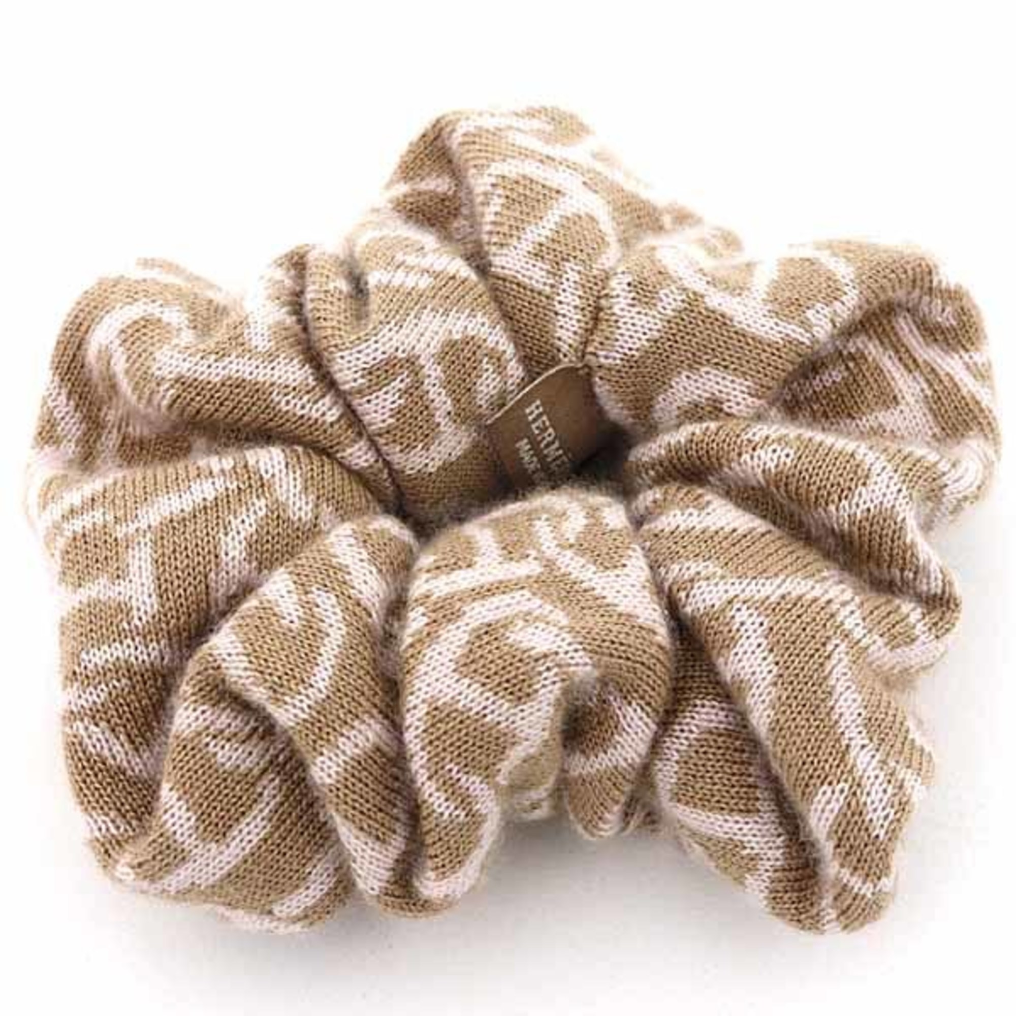 Hermes HermÃ¨s Claudia Chaine d’Ancre Hair Scrunchie, Cashmere and Silk, Beige White