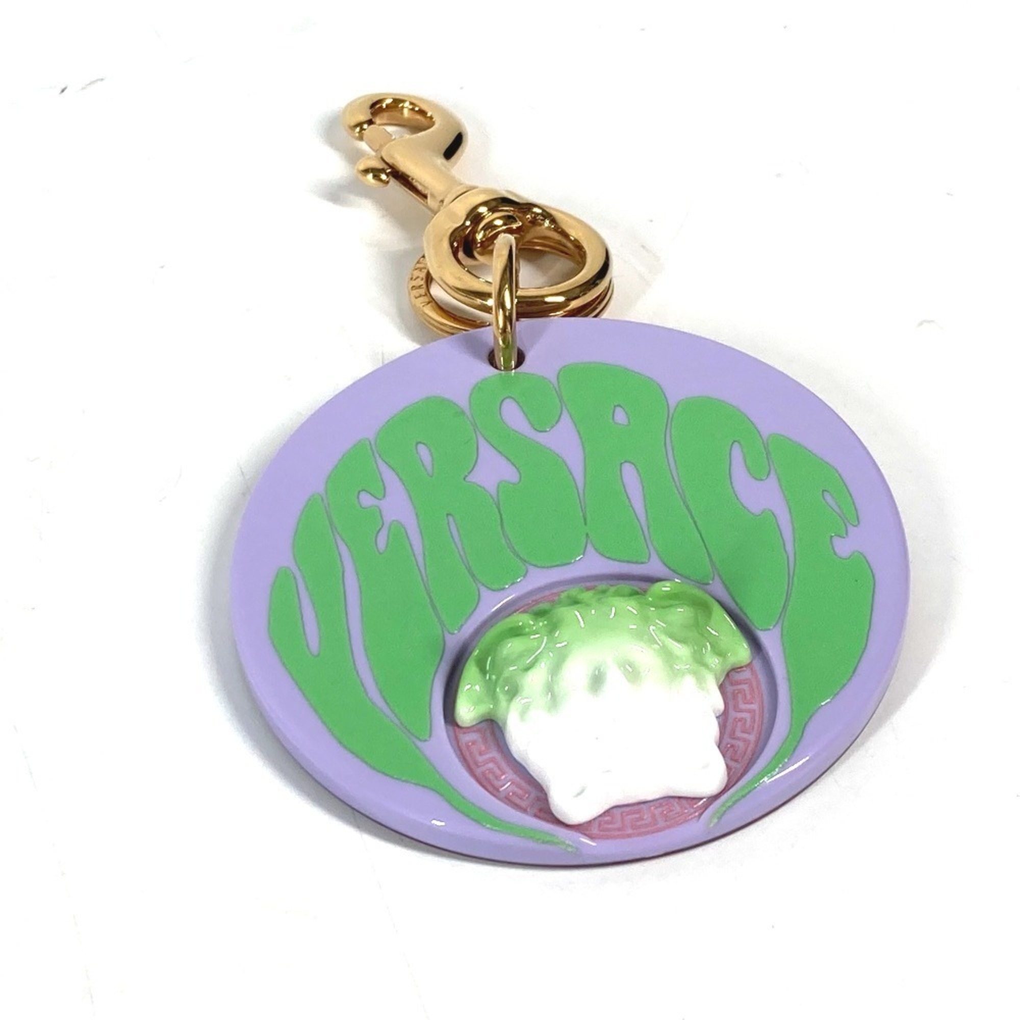 VERSACE Medusa Logo Bag Charm Keychain Plastic Men’s Women’s Purple