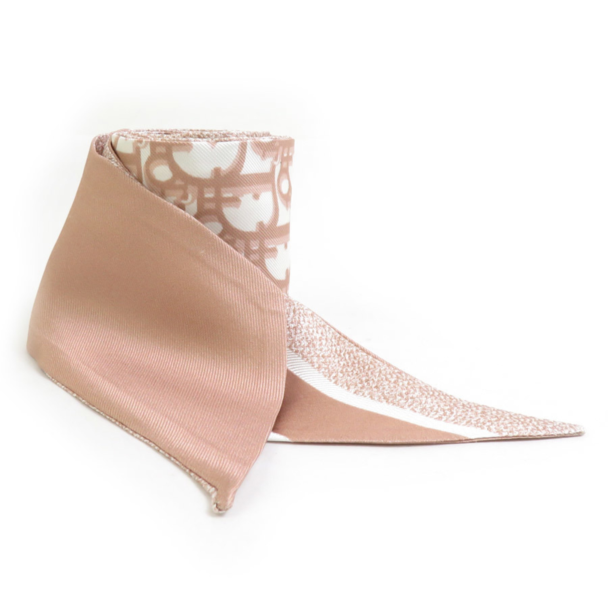 Christian Dior Mitzah Scarf, Silk, Pink Beige, White, Women’s, e60817g