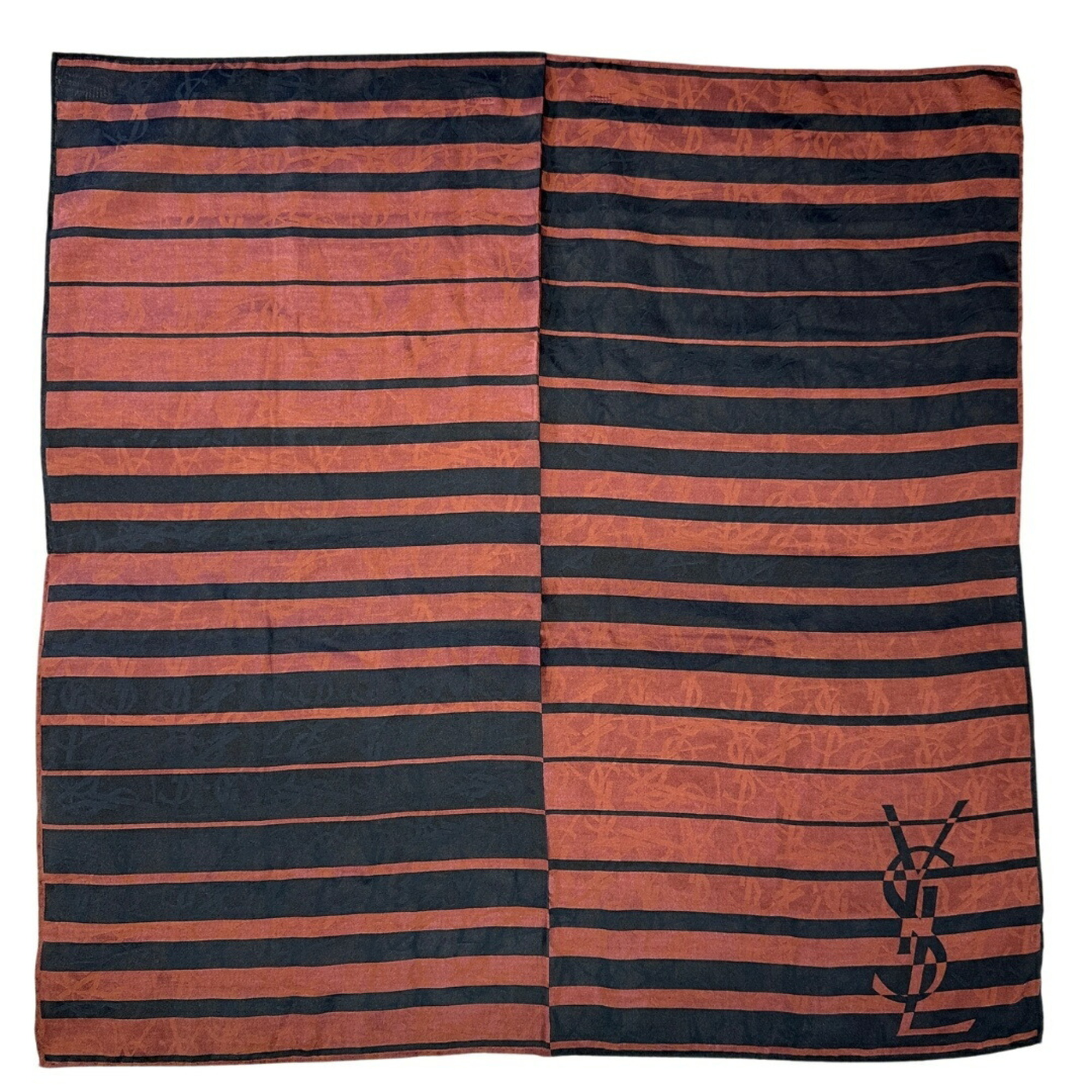YVES SAINT LAURENT Scarf Muffler Striped Brown Silk Cotton Women’s Mikunigaoka Store ITQ6UYGO3AEC RM2256R