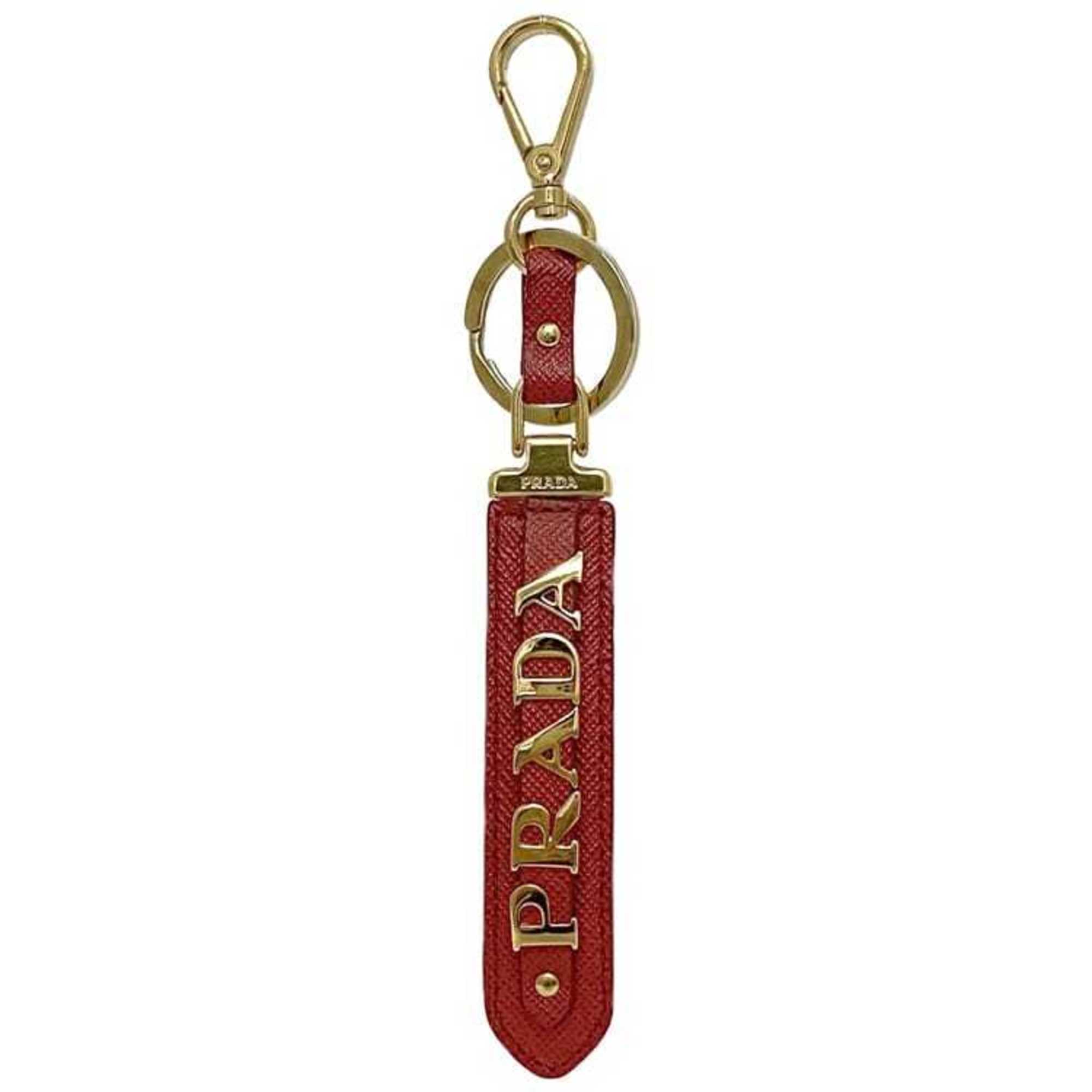Prada Key Ring Red Saffiano 1PP067 Leather GP PRADA Holder Bag Charm Women’s Accessory Accent Presence