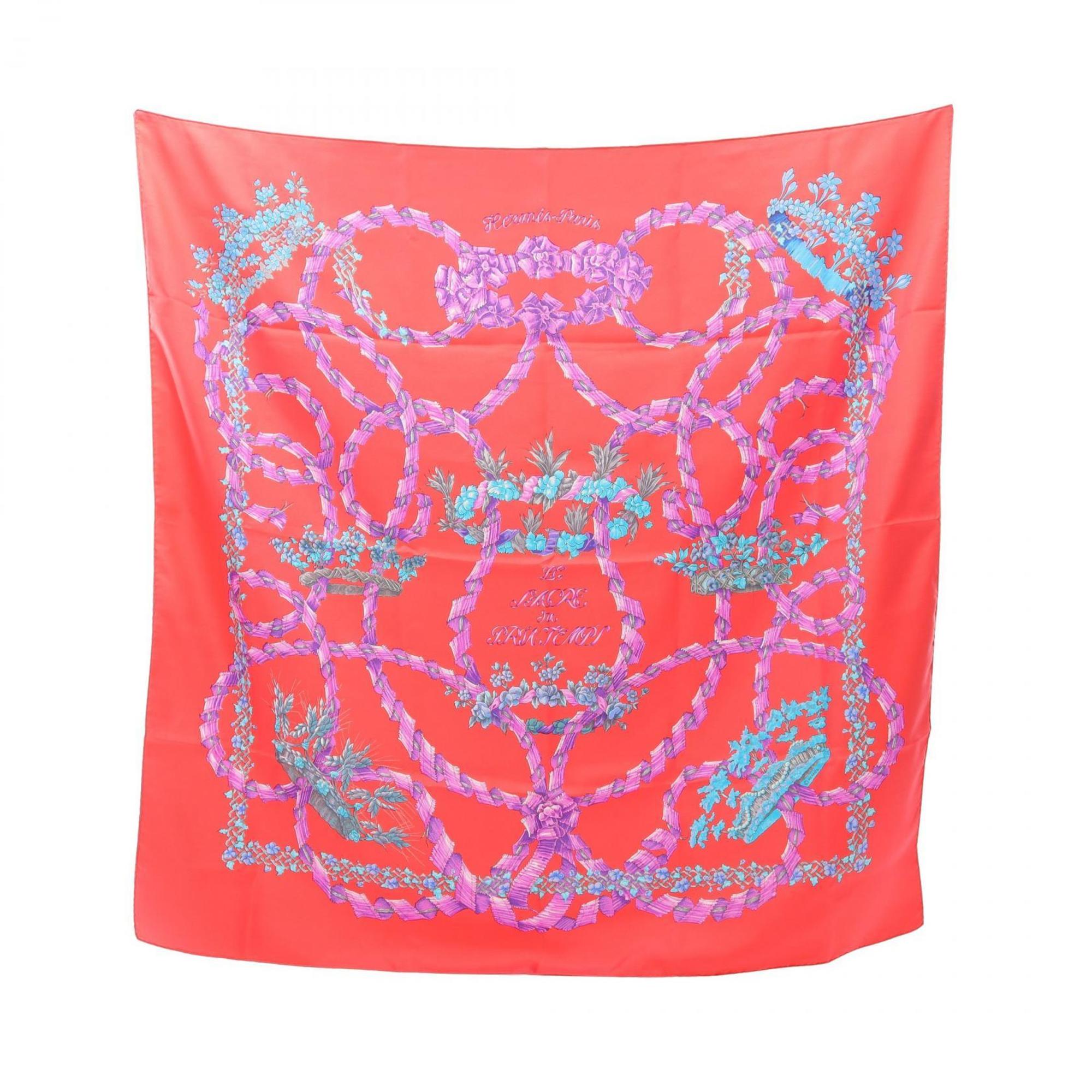 HermÃ¨s HERMES CarrÃ© 90 “LE SACRE DU PRINTEMPS” Silk Scarf for Women, Pink Multicolor