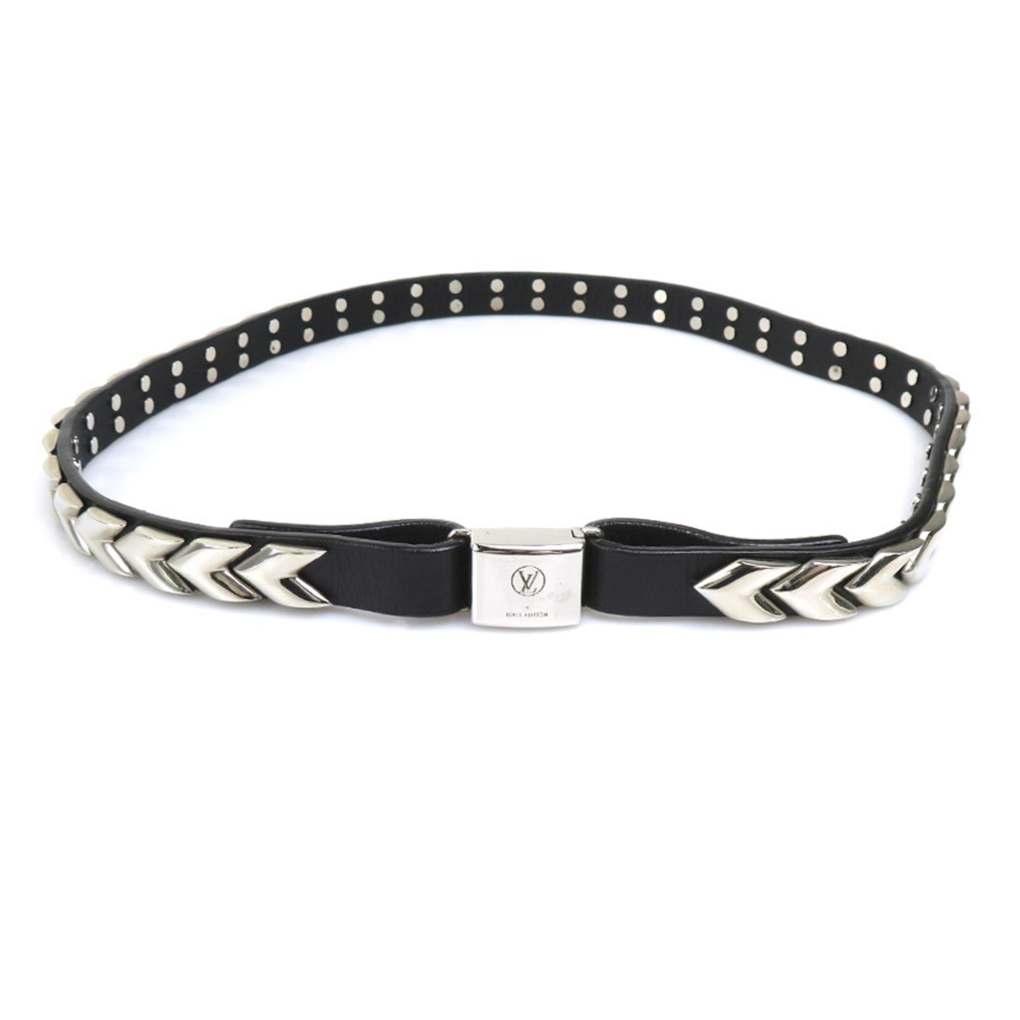 Louis Vuitton LOUIS VUITTON Belt Leather Metal Black Women’s h31545a