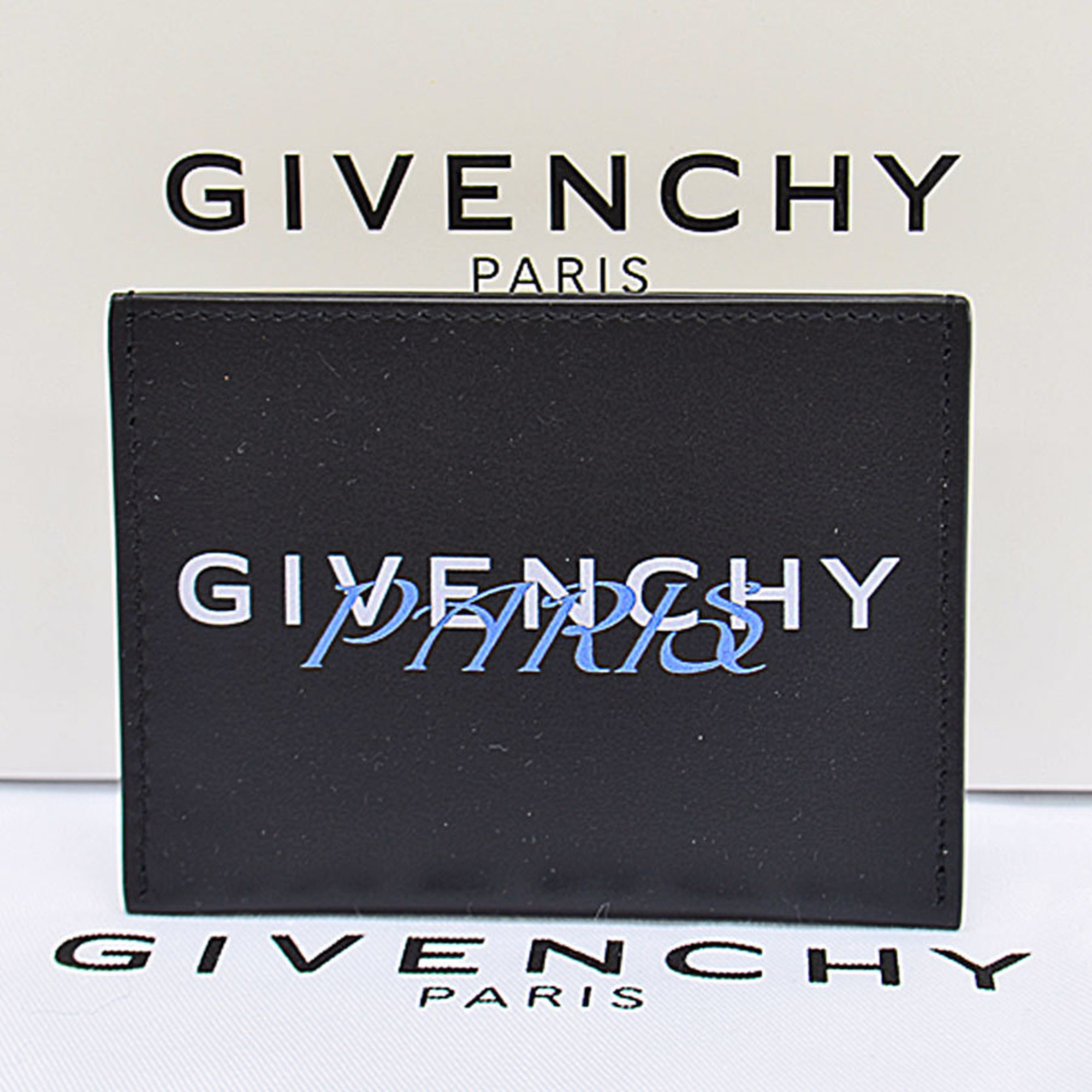 Givenchy GIVENCHY card case black x white blue leather pass business holder women’s men’s