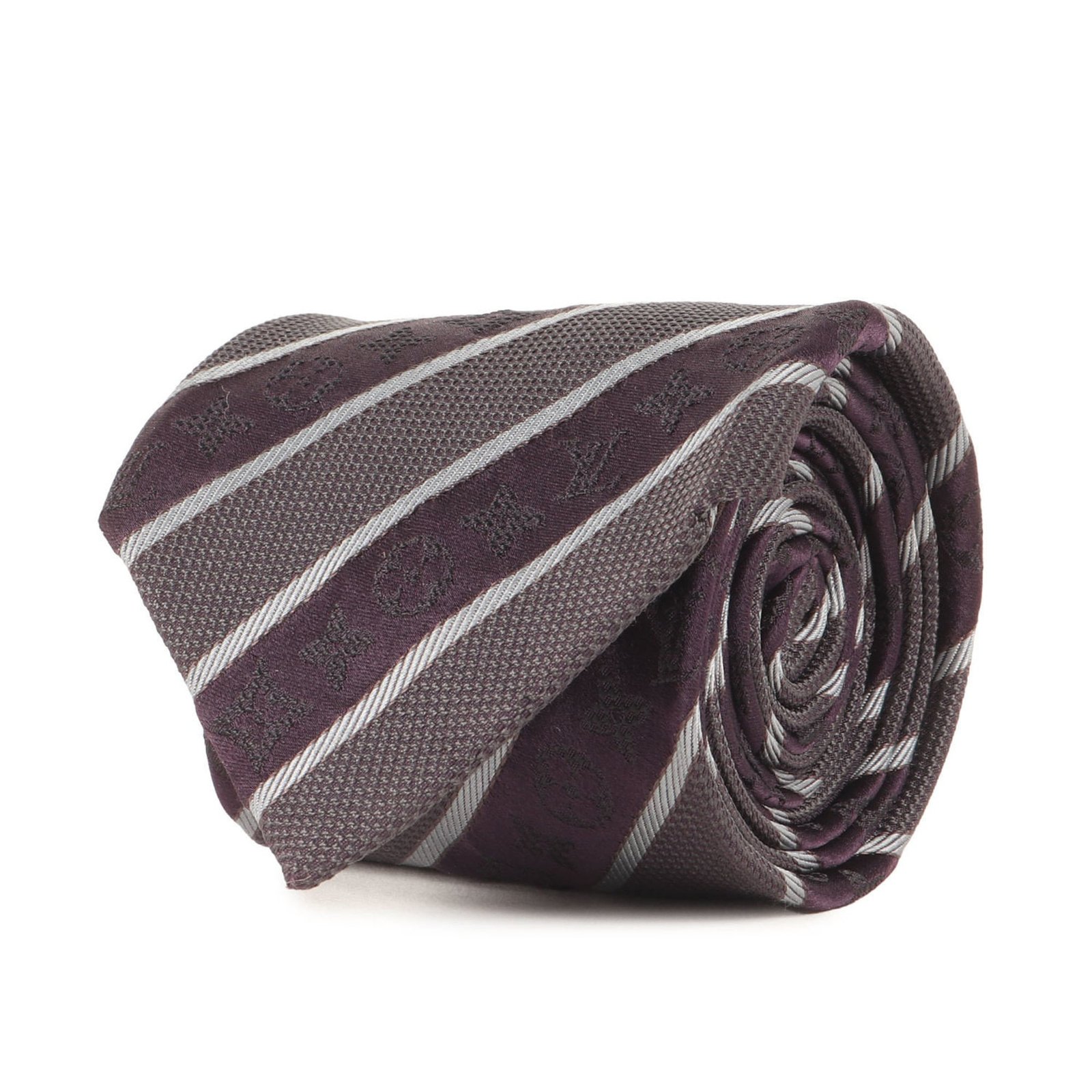 LOUIS VUITTON Monogram Regimental Silk Cravate Purple Men’s Tie K4616