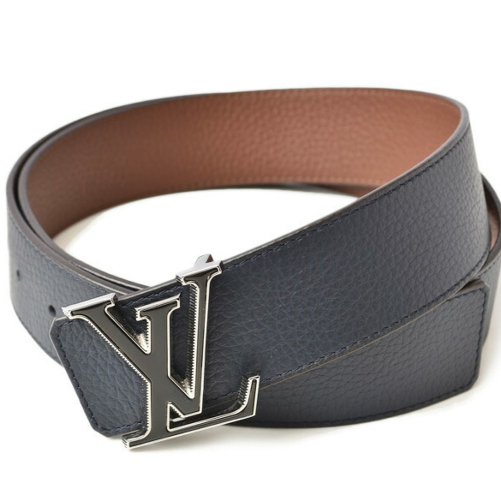 Louis Vuitton Reversible Belt 100cm Men’s LOUIS VUITTON Santur LV Tilt Reverse 100/40 M0027 Taurillon Navy/Brown