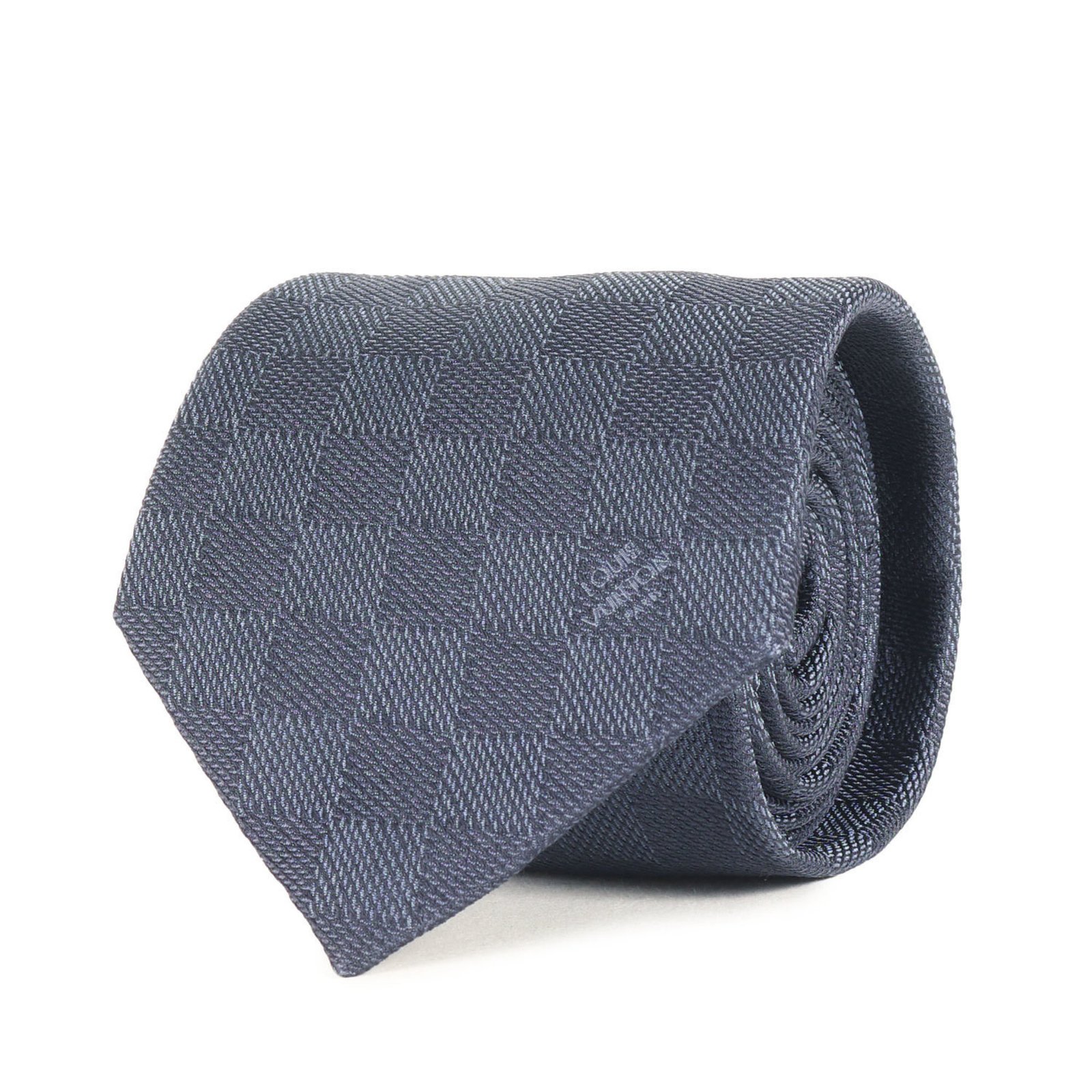 LOUIS VUITTON Men’s Damier Silk Tie, Cravate M78753, Dark Navy, Recent Model