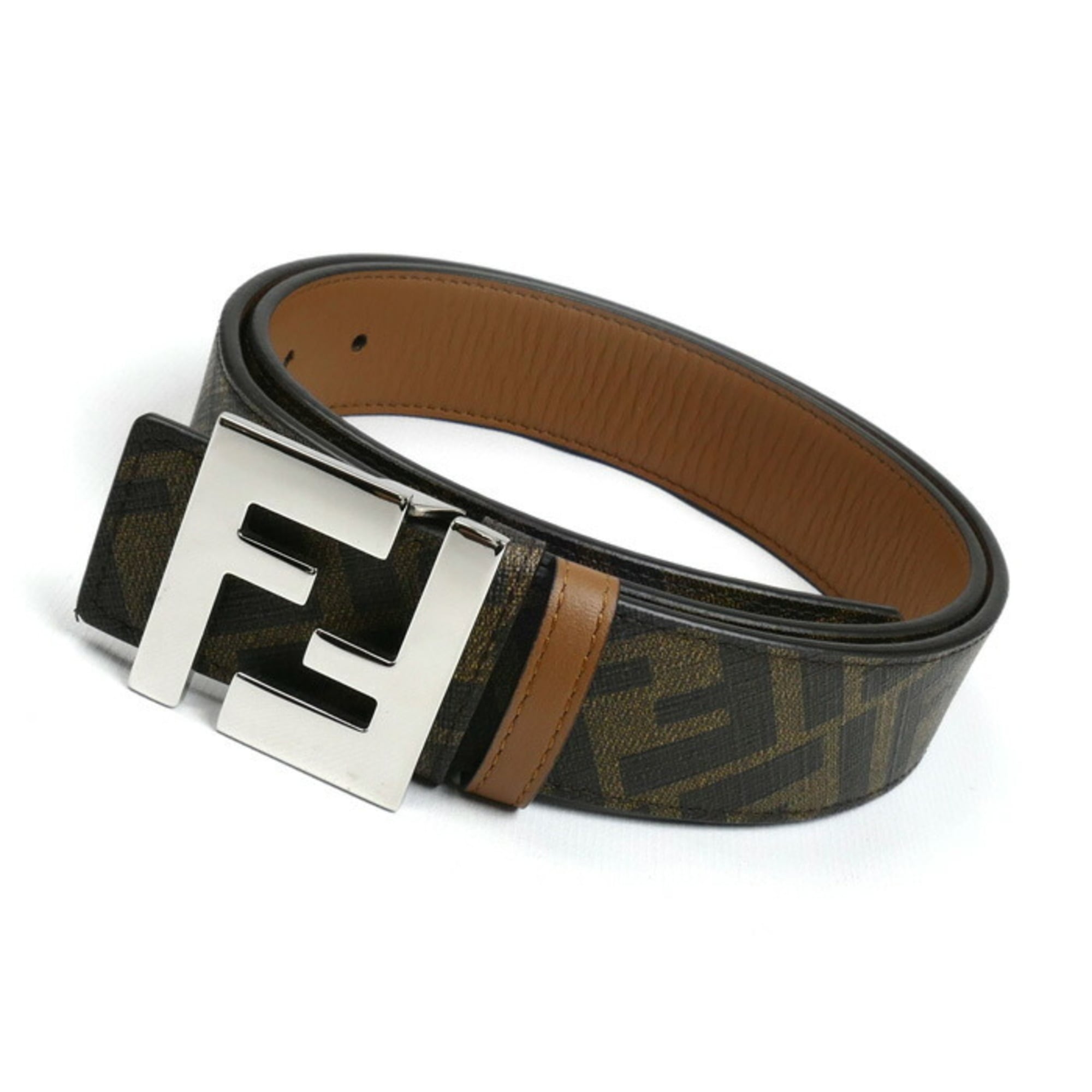 FENDI Zucca FF Belt Brown Men’s