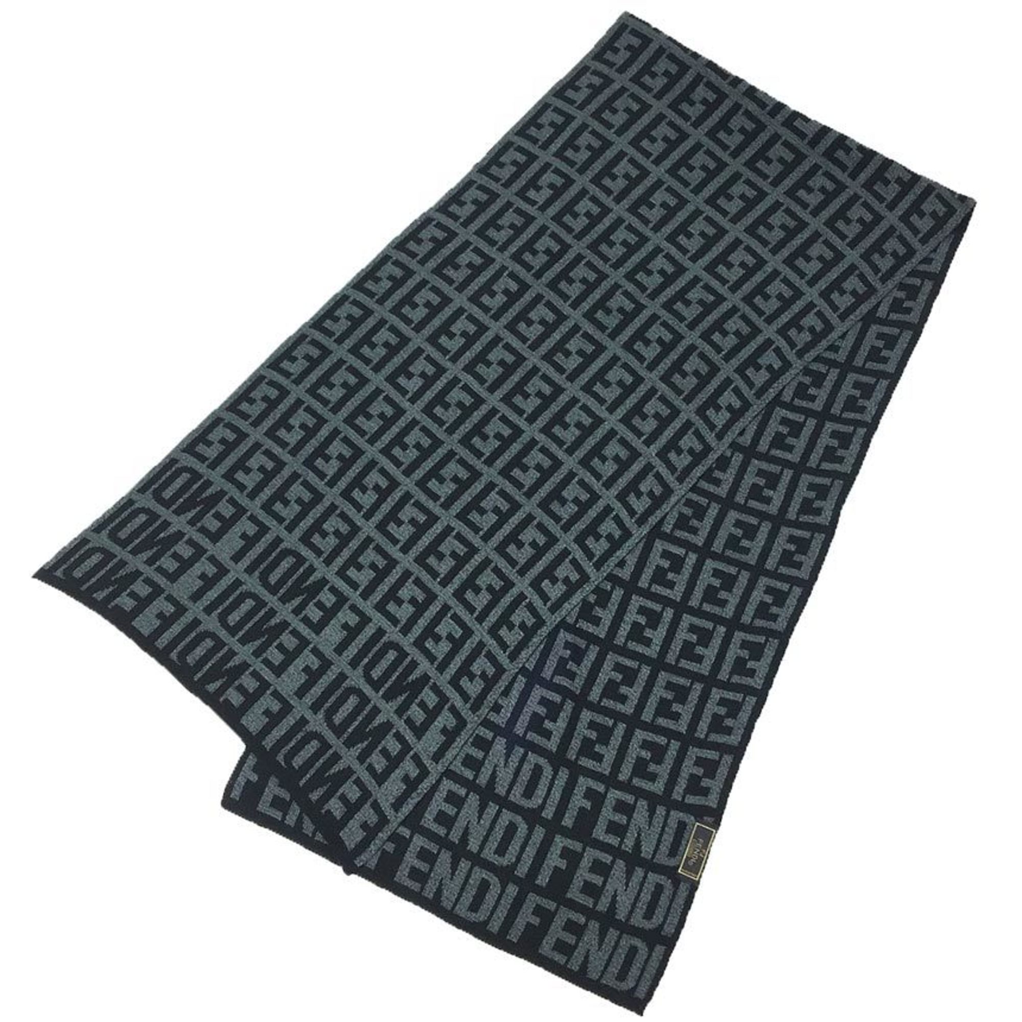 FENDI ZUCCA FF Scarf Stole Black x Grey Men’s Women’s Fendi