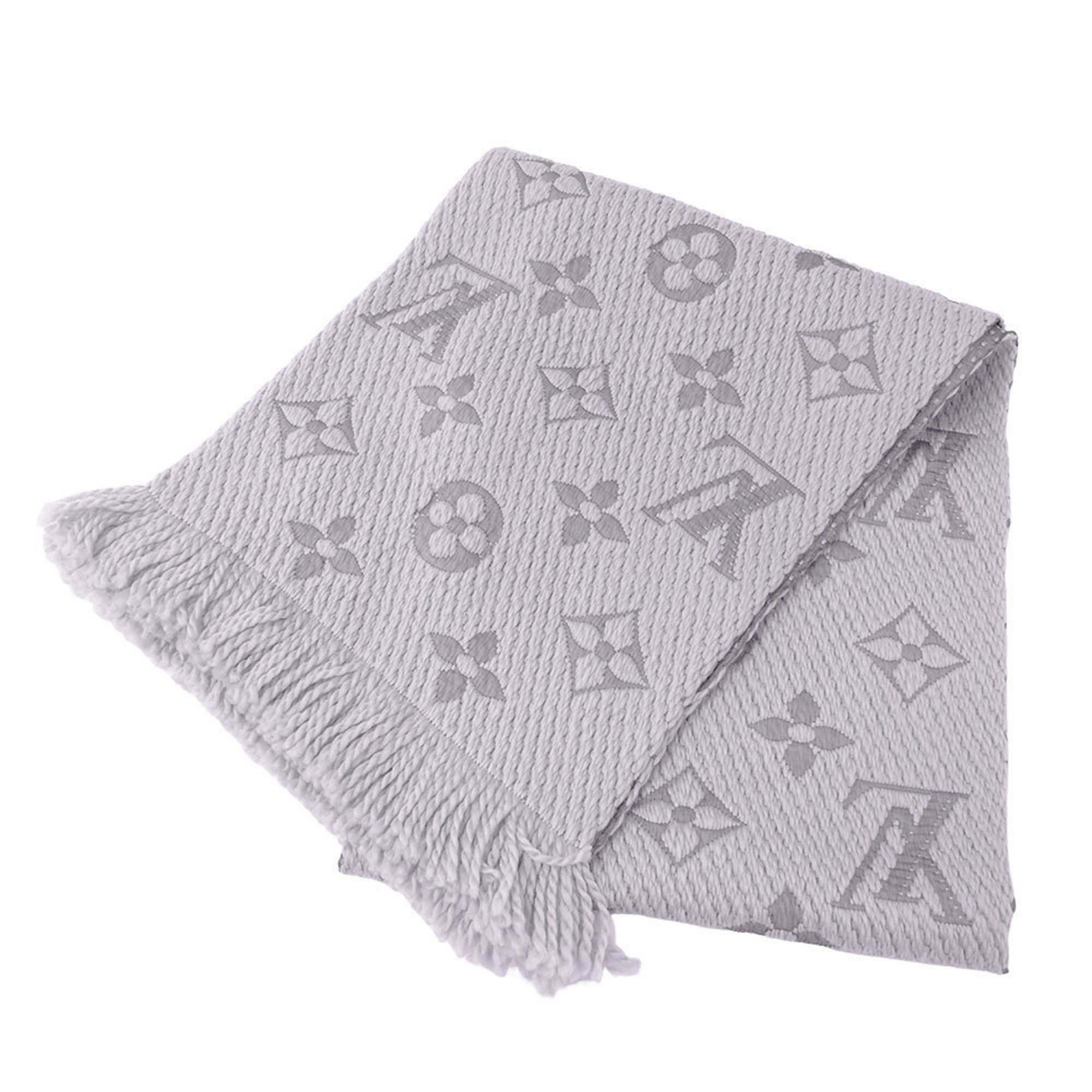 Louis Vuitton Women’s Monogram Wool Scarf, Echarpe Logomania, Gris Perle, Gray, M74742, Autumn/Winter, Cold Weather Protection