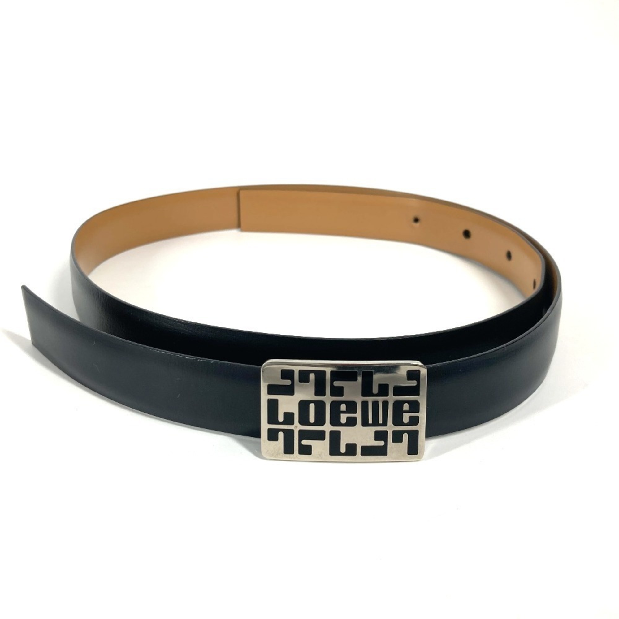 LOEWE Logo Buckle Belt Leather Women’s Black