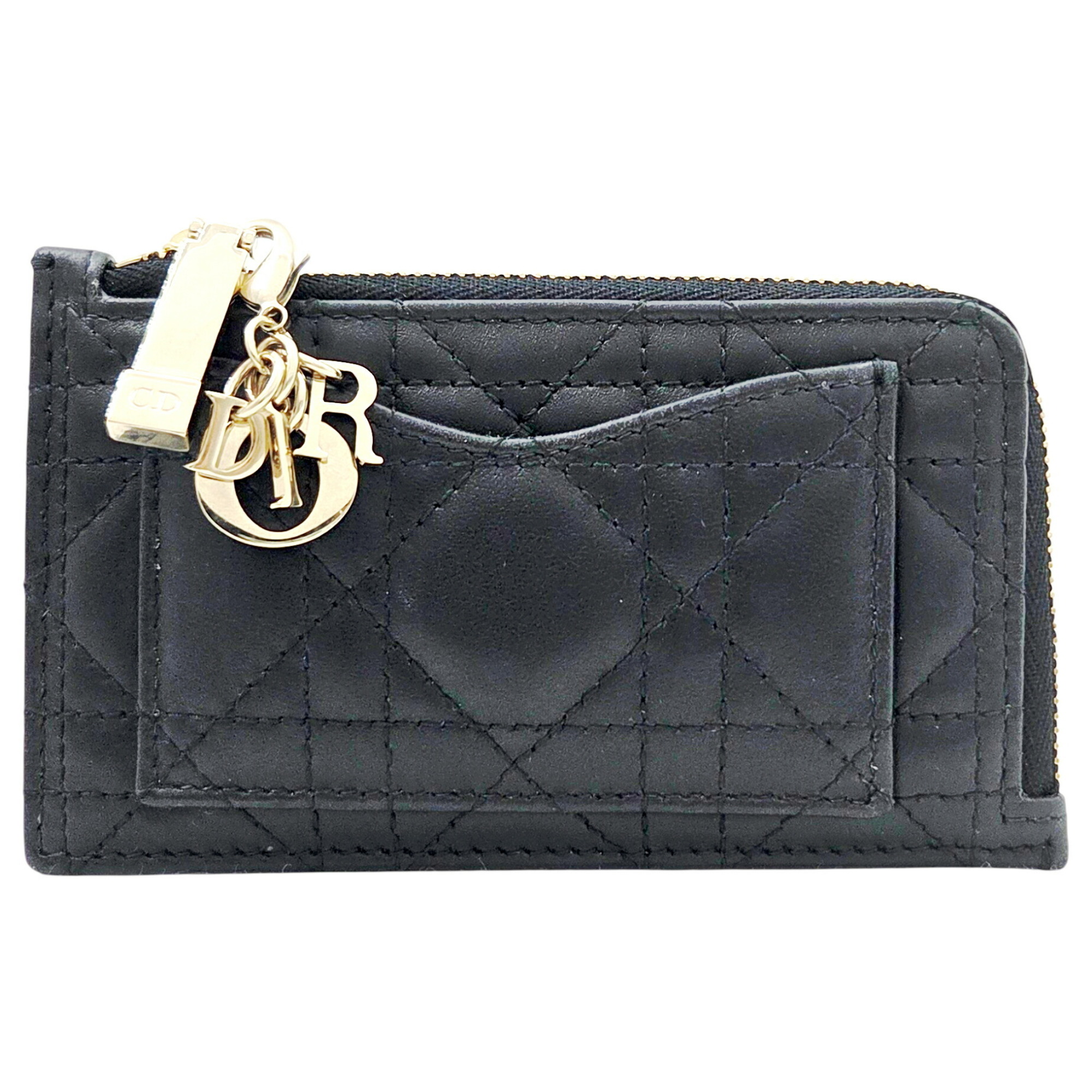 Christian Dior Lady Cosmos Zip Card Holder in Black (S0965ONMJ) – Wallet/Coin Case, Cannage