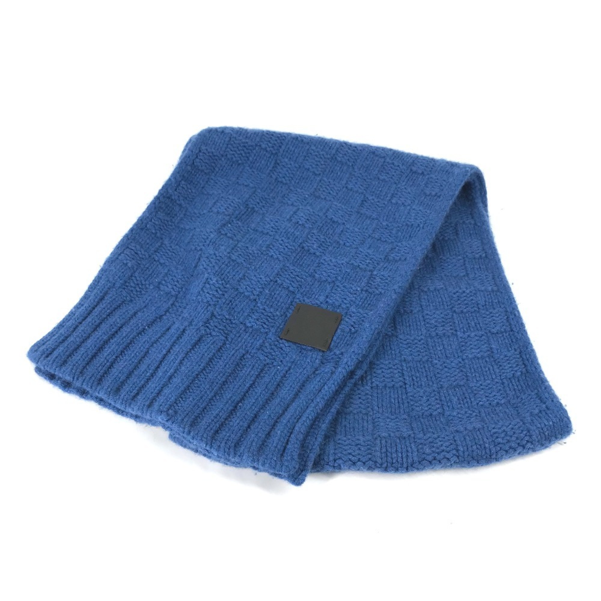 LOUIS VUITTON M75339 Echarpe Helsinki Leather Tag Scarf Cashmere Men’s Blue