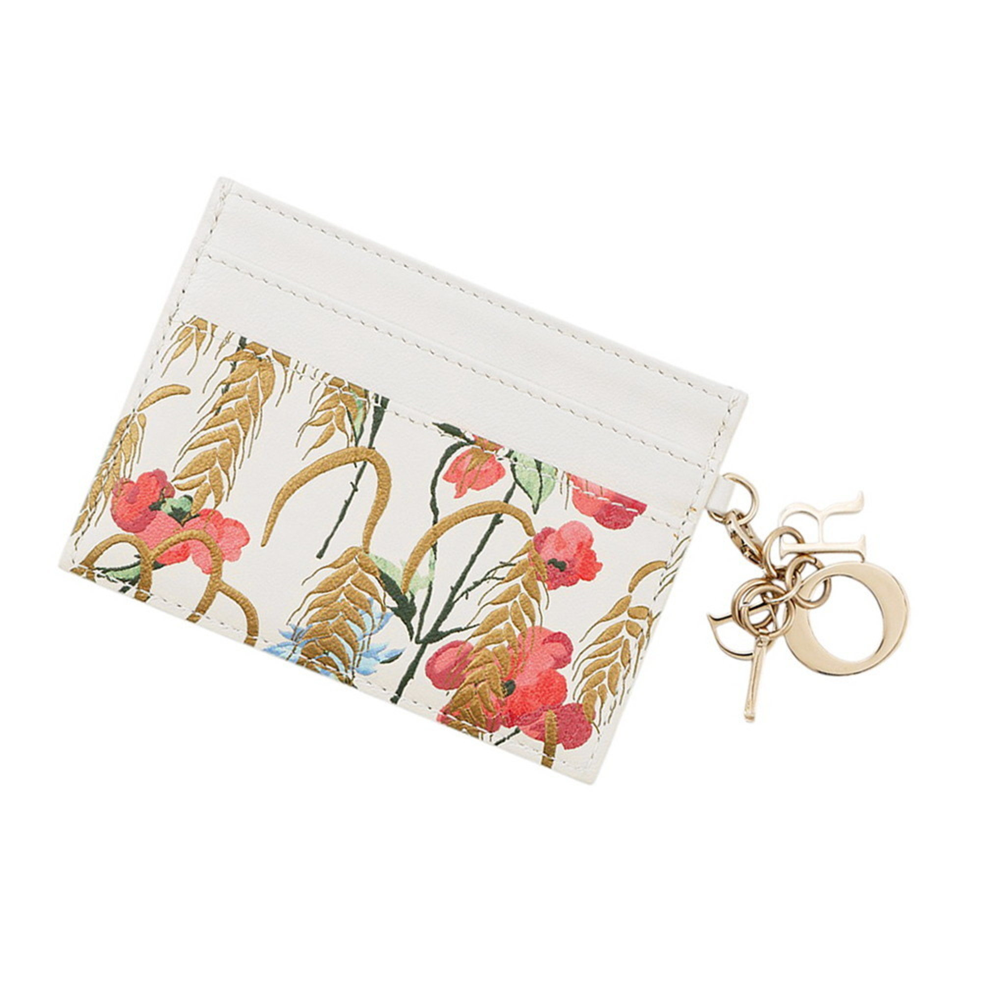 Christian Dior Business Card Case/Card Case Hibiscus Print Holder White