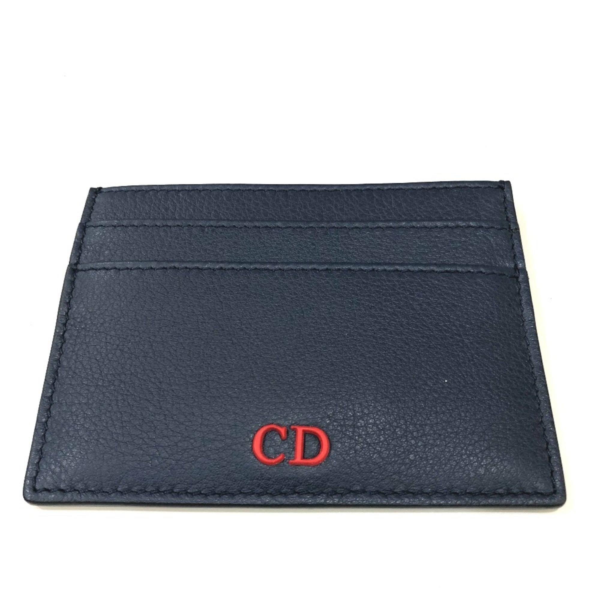 DIOR HOMME 06-BO-0115 CD Logo Business Card Holder/Pass Case, Leather Men’s, Navy