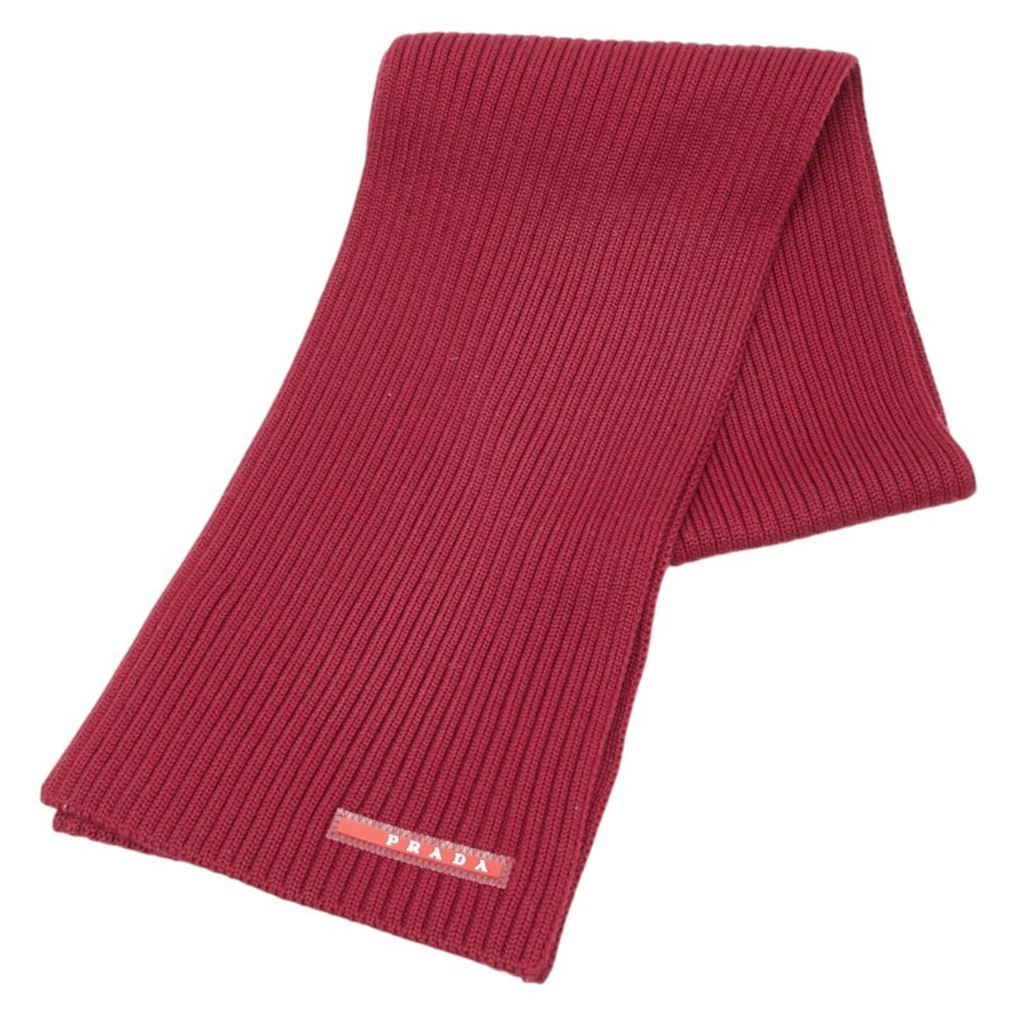 Prada Sport Line Logo Scarf SMS180 Red Wool Women’s PRADA