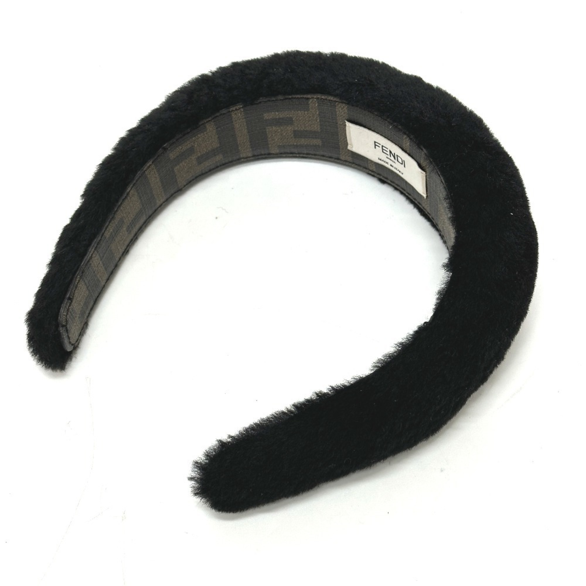 FENDI Fendi Hairband Headband Boa Zucca Hair Accessory Fur Women’s Black