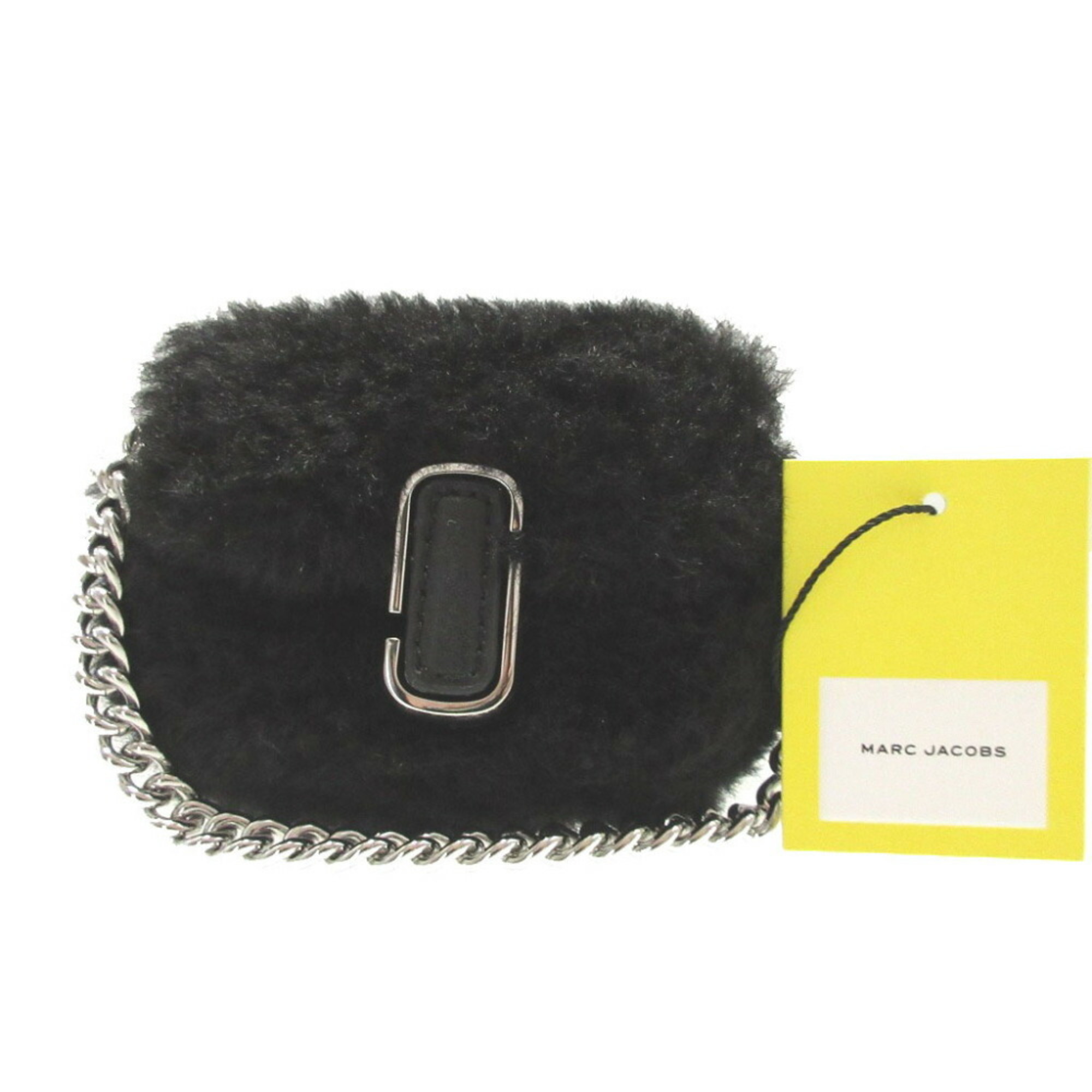 Unused Marc Jacobs THE TEDDY NANO J MARC CHARM 2F3SCP007S08 Polyester Faux Fur Black Bag Charm Keychain 1476MARC JACOBS