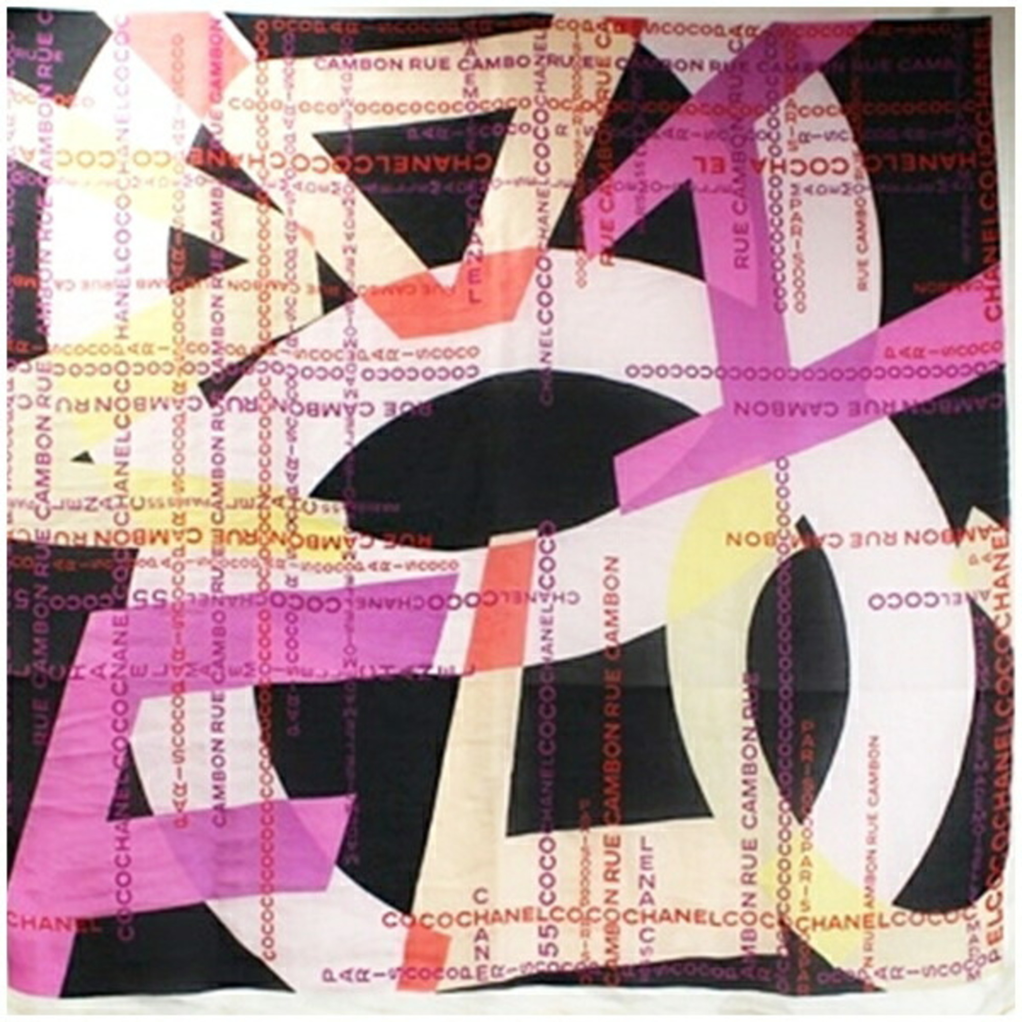 Chanel Silk Scarf Muffler Chiffon Ivory x Multicolor CHANEL Women’s