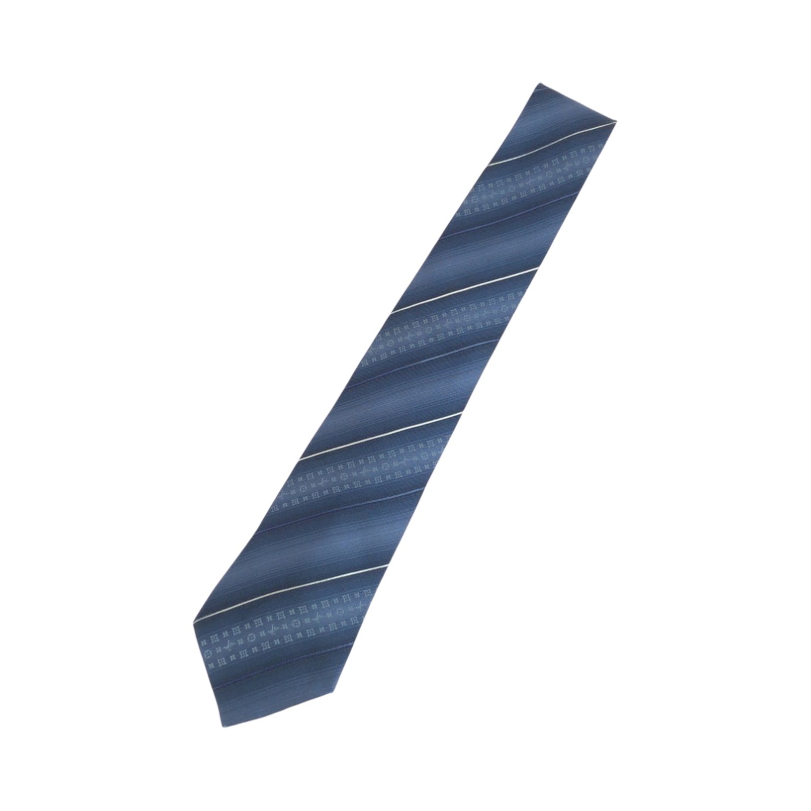LOUIS VUITTON Monogram Cravate LV Slope Blue Silk Tie M71716 Men’s