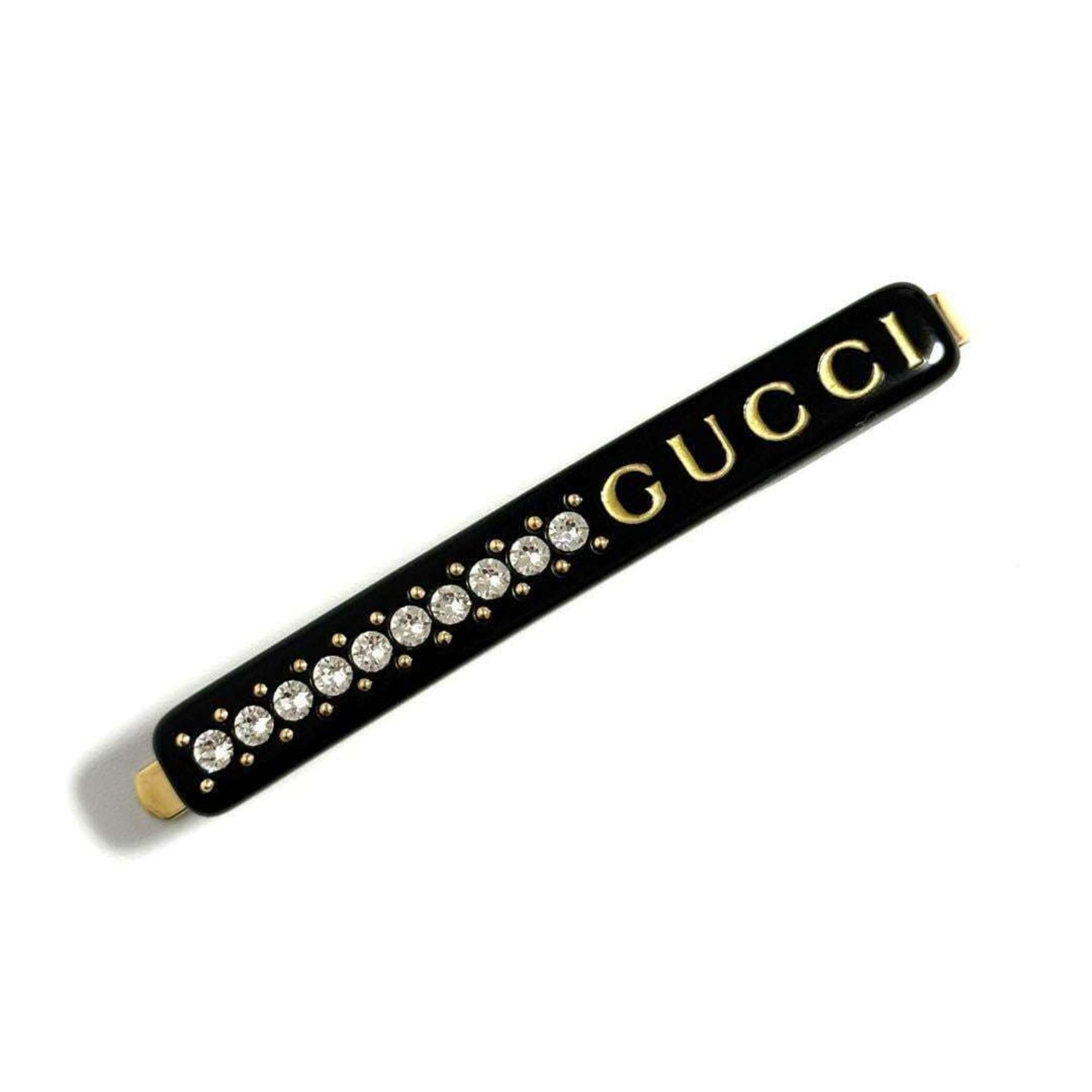 Gucci Women’s Logo Crystal Hairpin Hair Clip Black