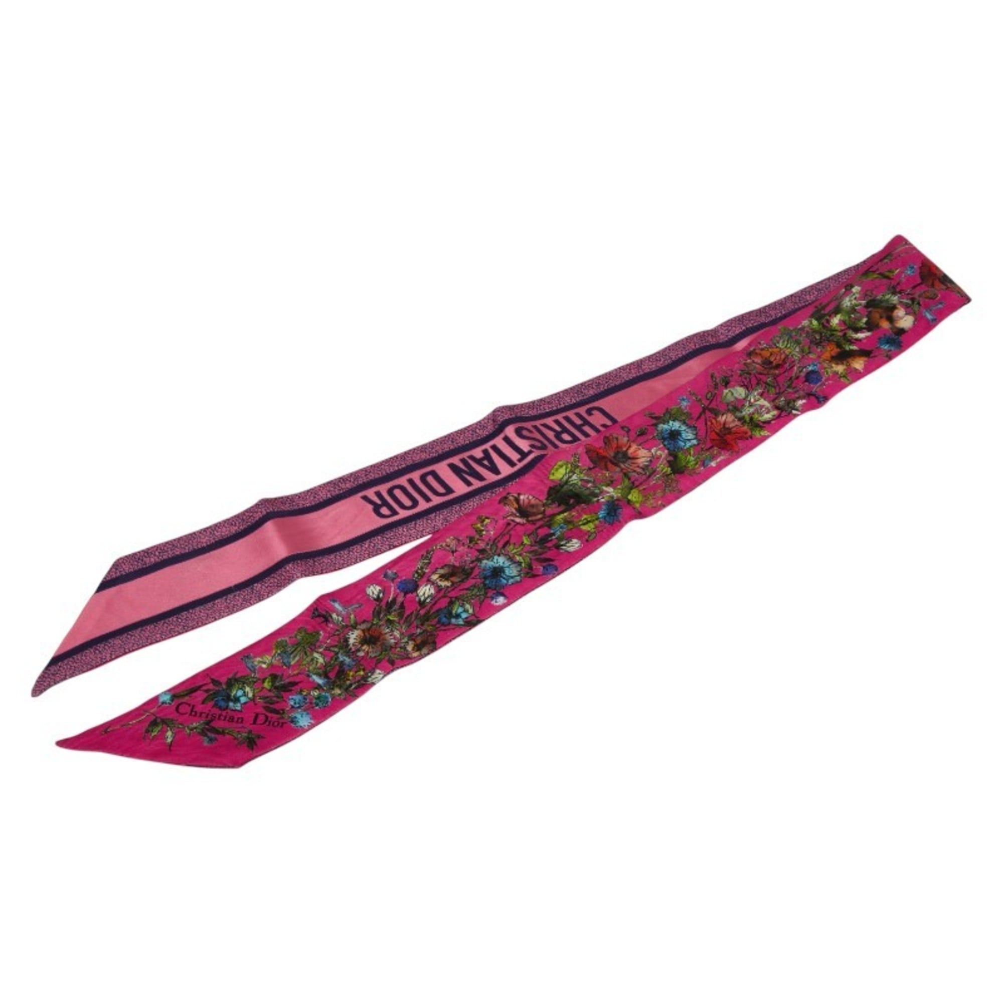Christian Dior Floral Mitzah Scarf, Pink Multicolor Silk, Women’s,