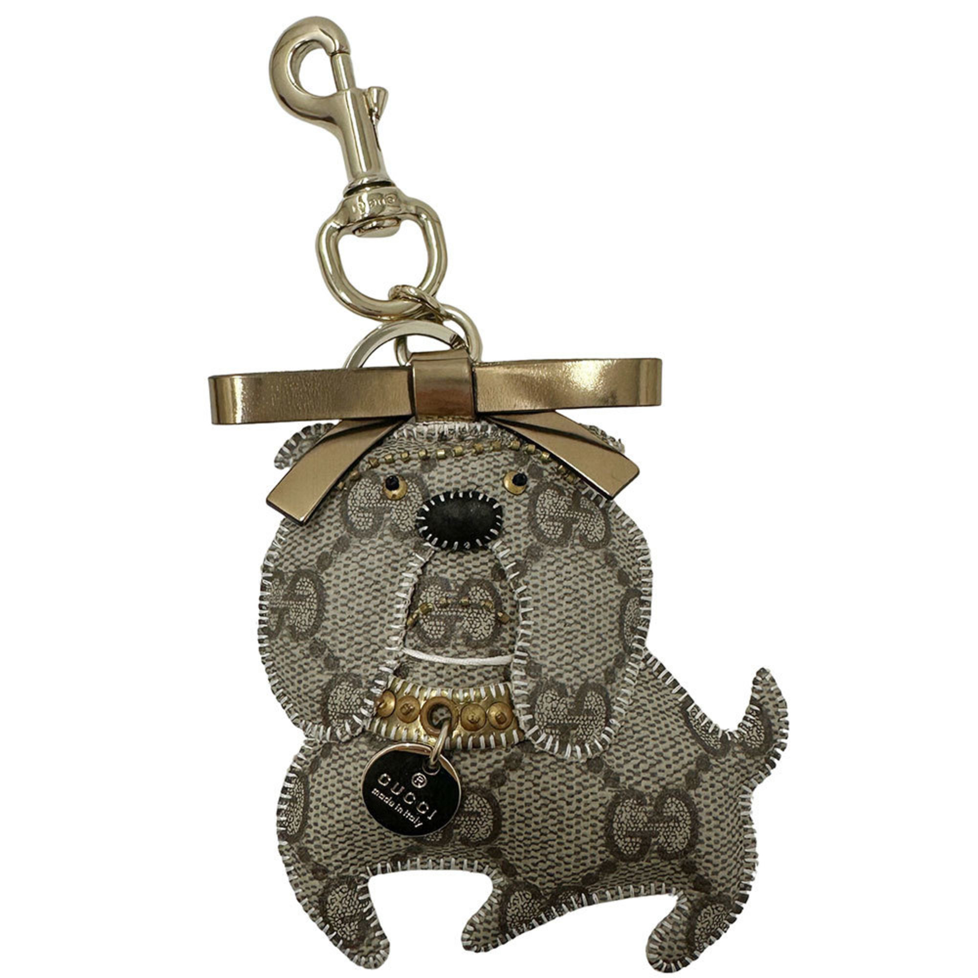 Gucci GUCCI keychain for men and women, brand GG Plus, Guccioli, Bulldog, gray, classic Bulldog design