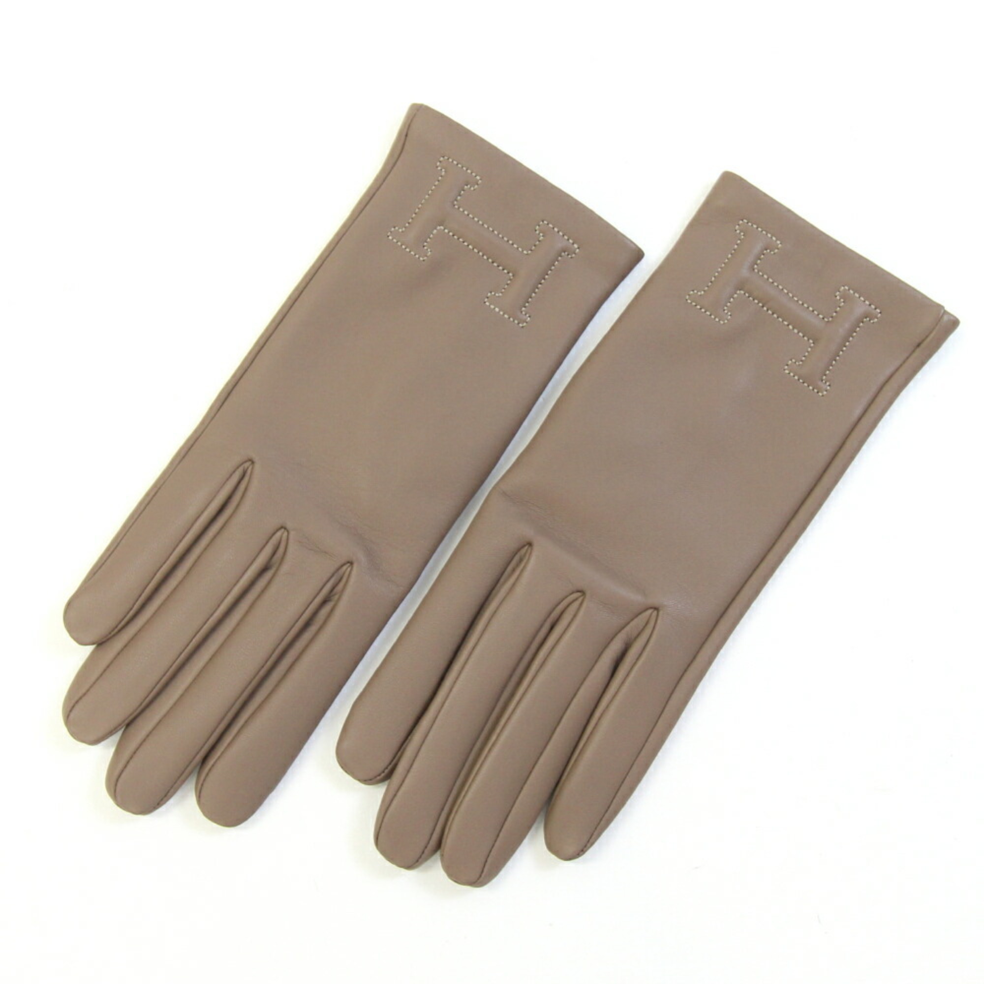 Hermes Gloves Bastille Etoupe Lambskin Cashmere Size 6.5 H Women’s HERMES
