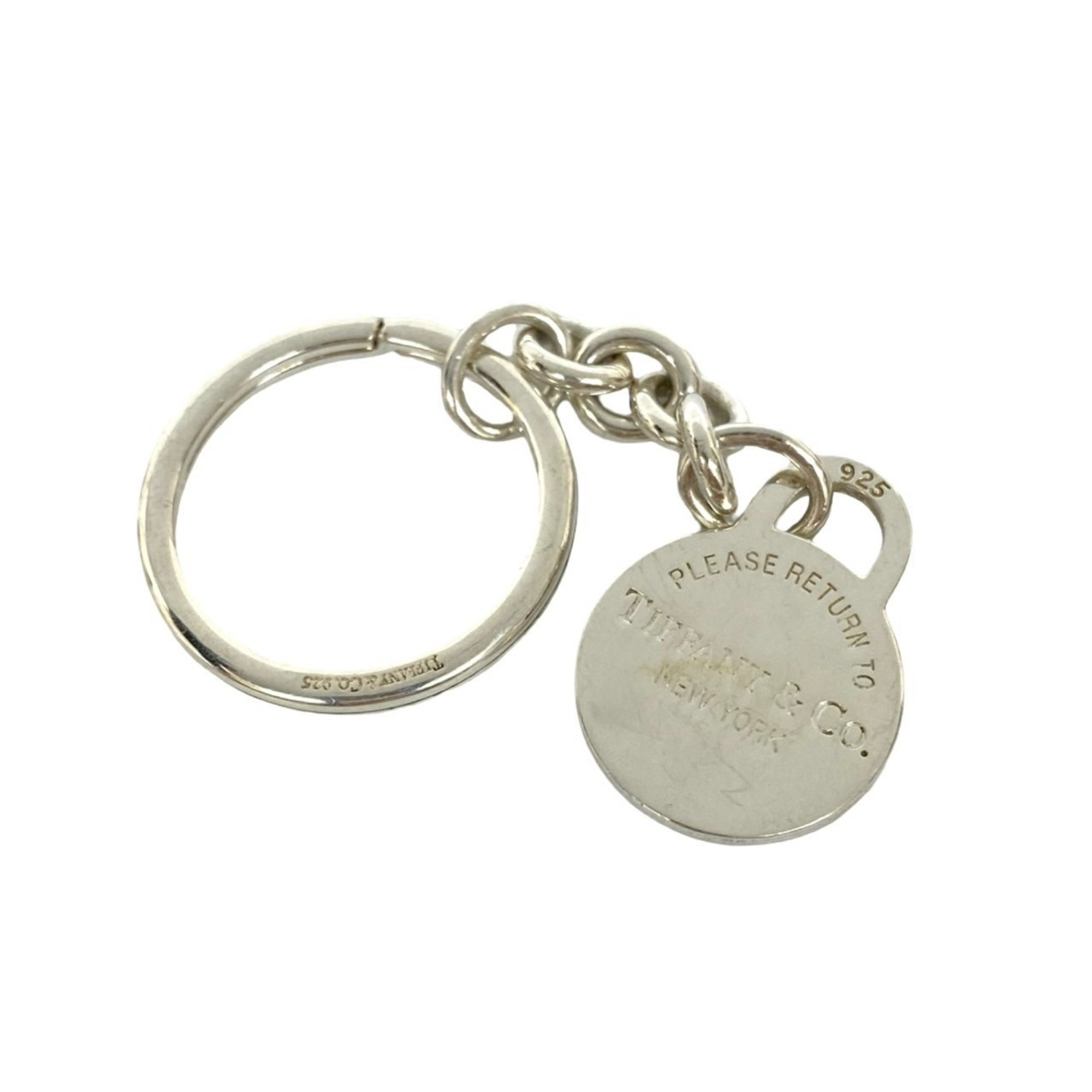 TIFFANY & Co. Tiffany Return to Round Tag Dangle Key Ring in Sterling Silver (925) Keychain, Silver, 42397