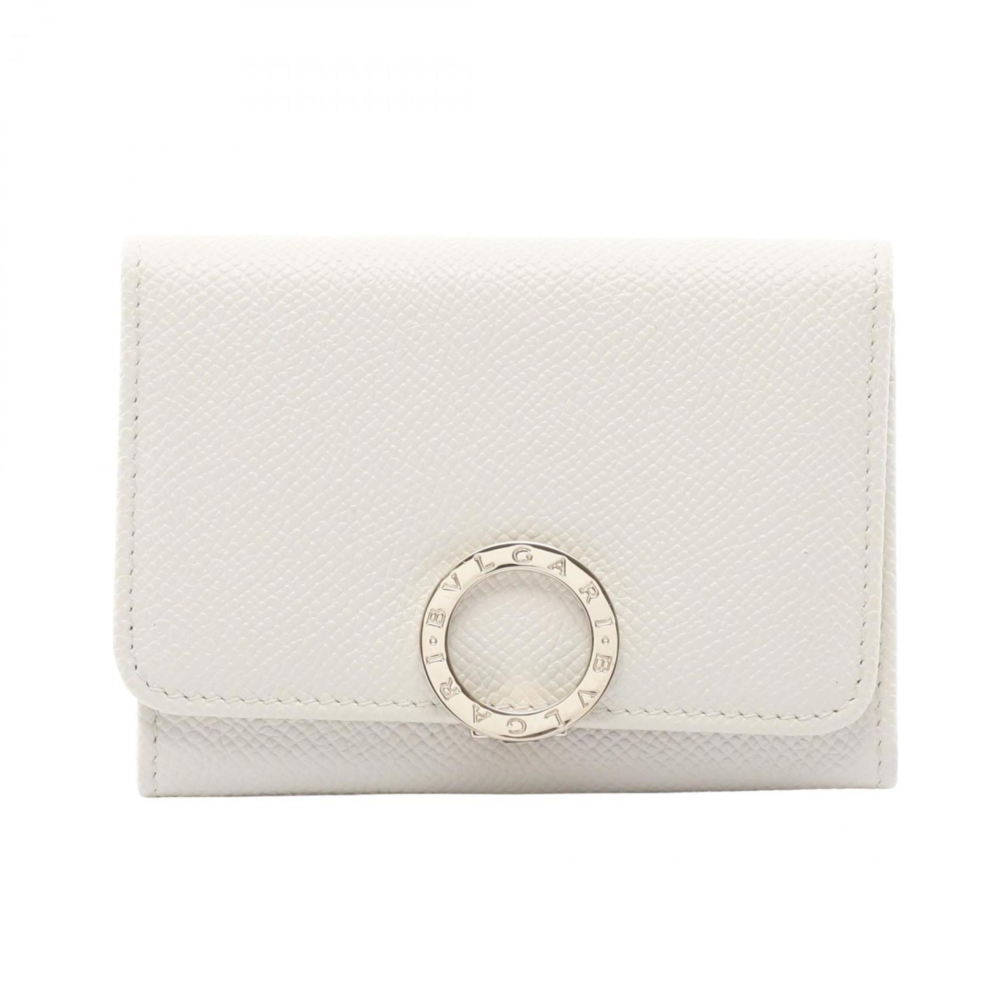 BVLGARI Business Card Holder/Card Case, Accessory, Leather, Women’s, White, 30420