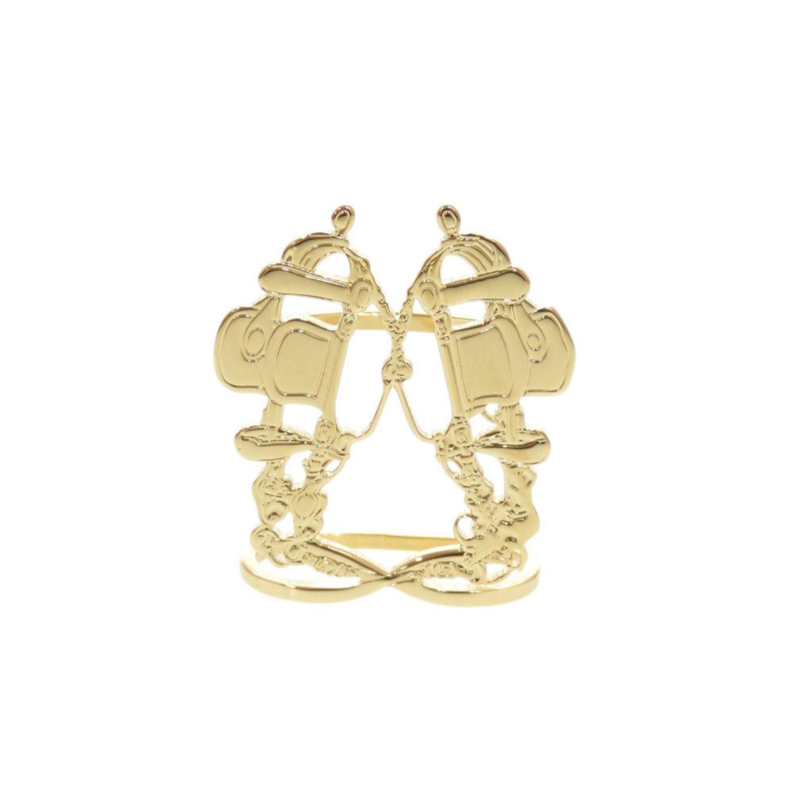 Unused HermÃ¨s Bride de Gala Metal Gold Scarf Ring 0577 HERMES
