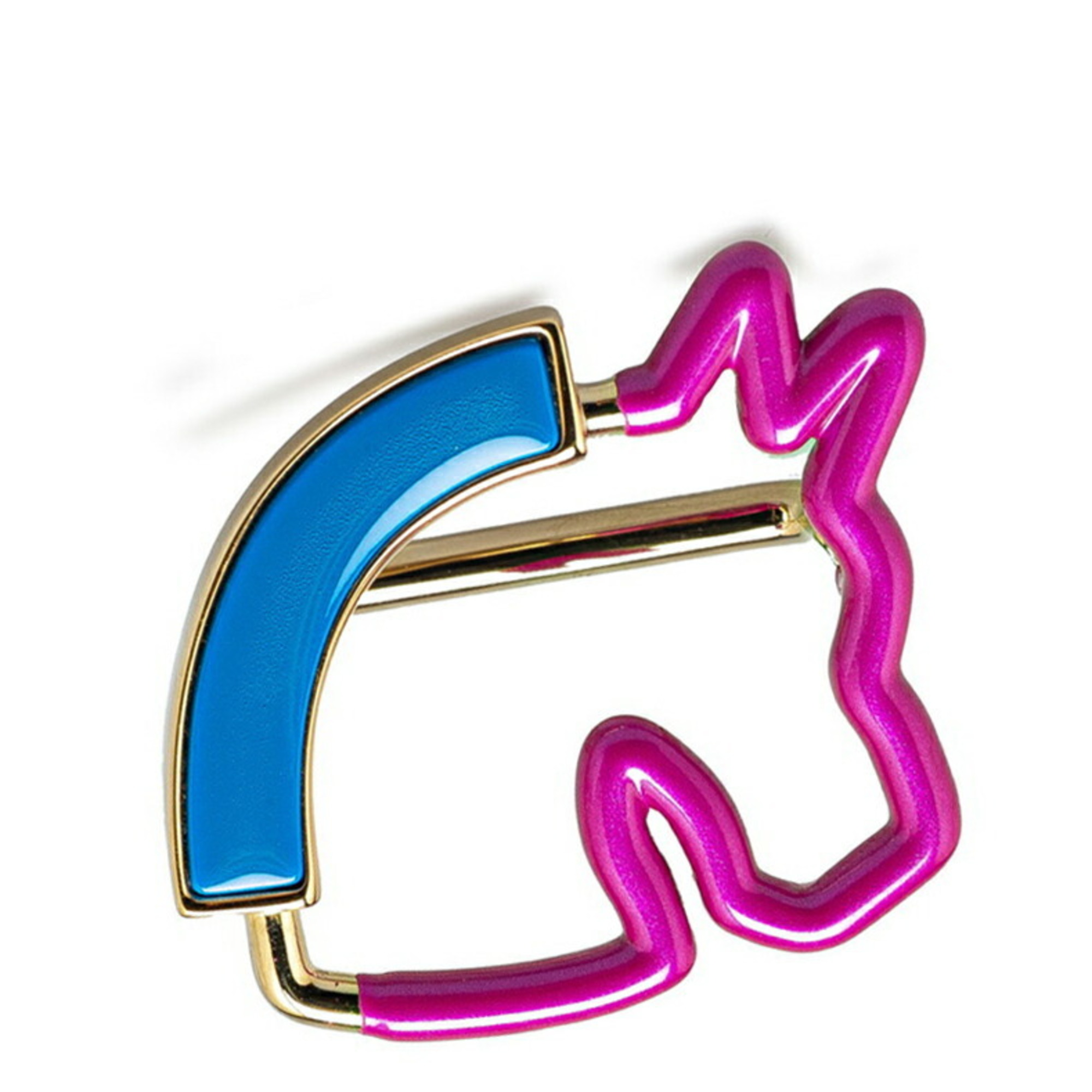 Hermes Cheval Neon Scarf Ring Gold Pink Blue Plated Women’s HERMES