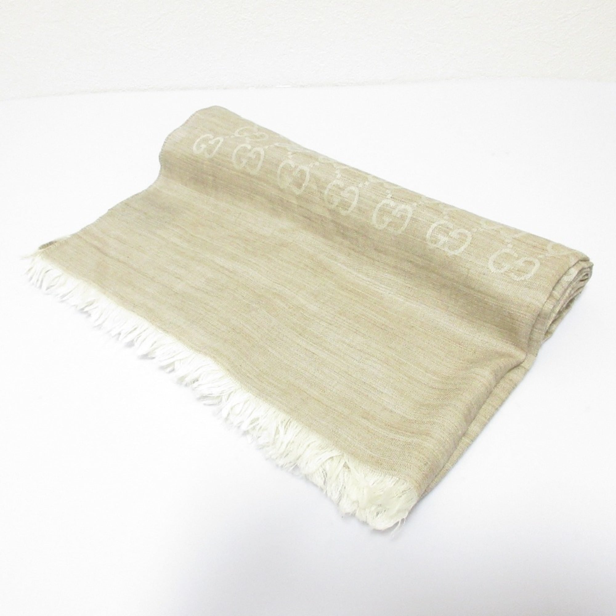 GUCCI GG pattern wool and silk scarf, size 70 x 20 cm, beige, women’s