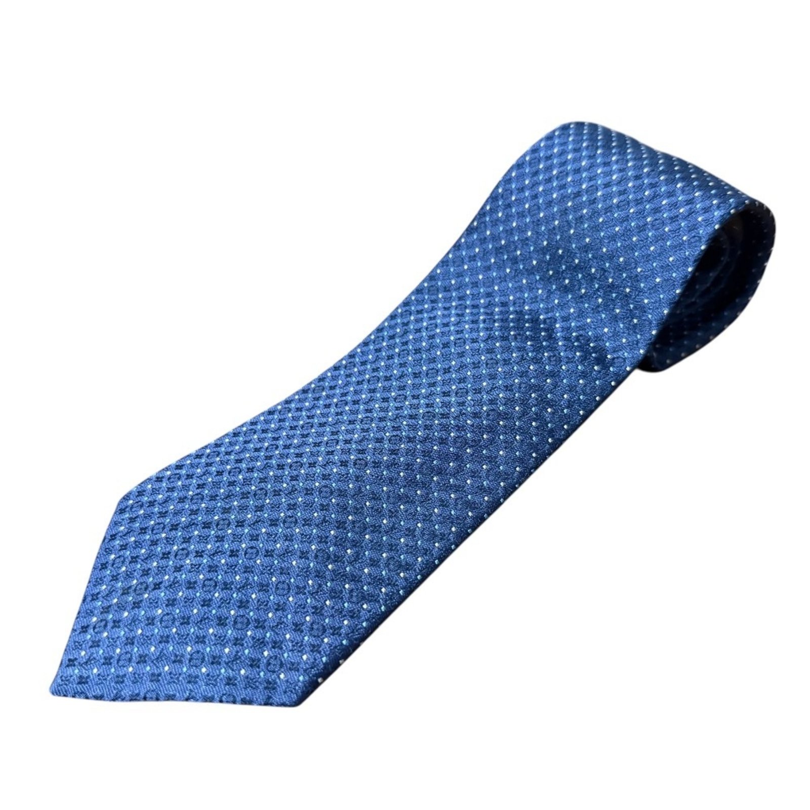 LOUIS VUITTON Monogram Dot Pattern 100% Silk Tie Navy Men’s