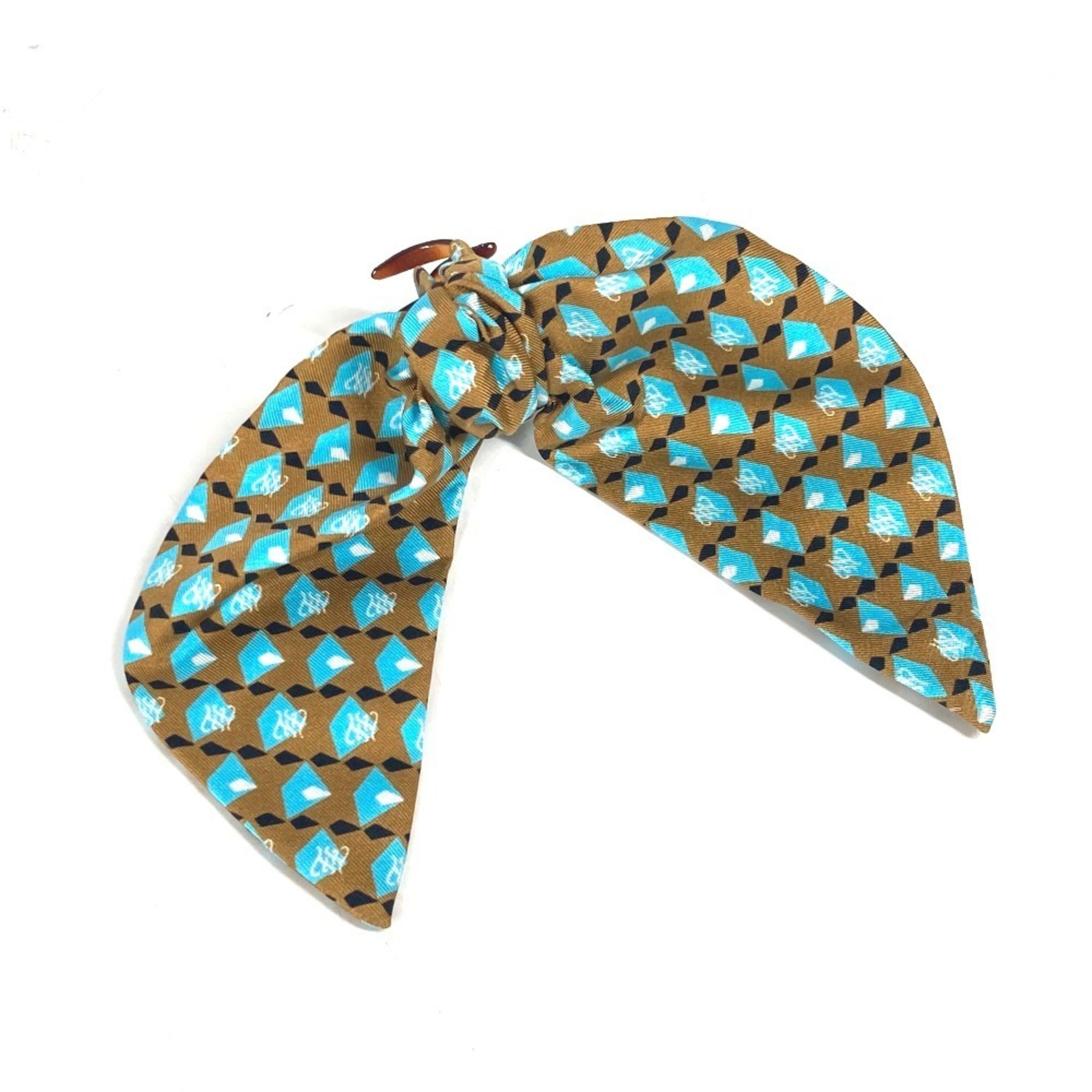 FENDI Logo Hair Clip Accessory Barrette Silk Women’s Brown