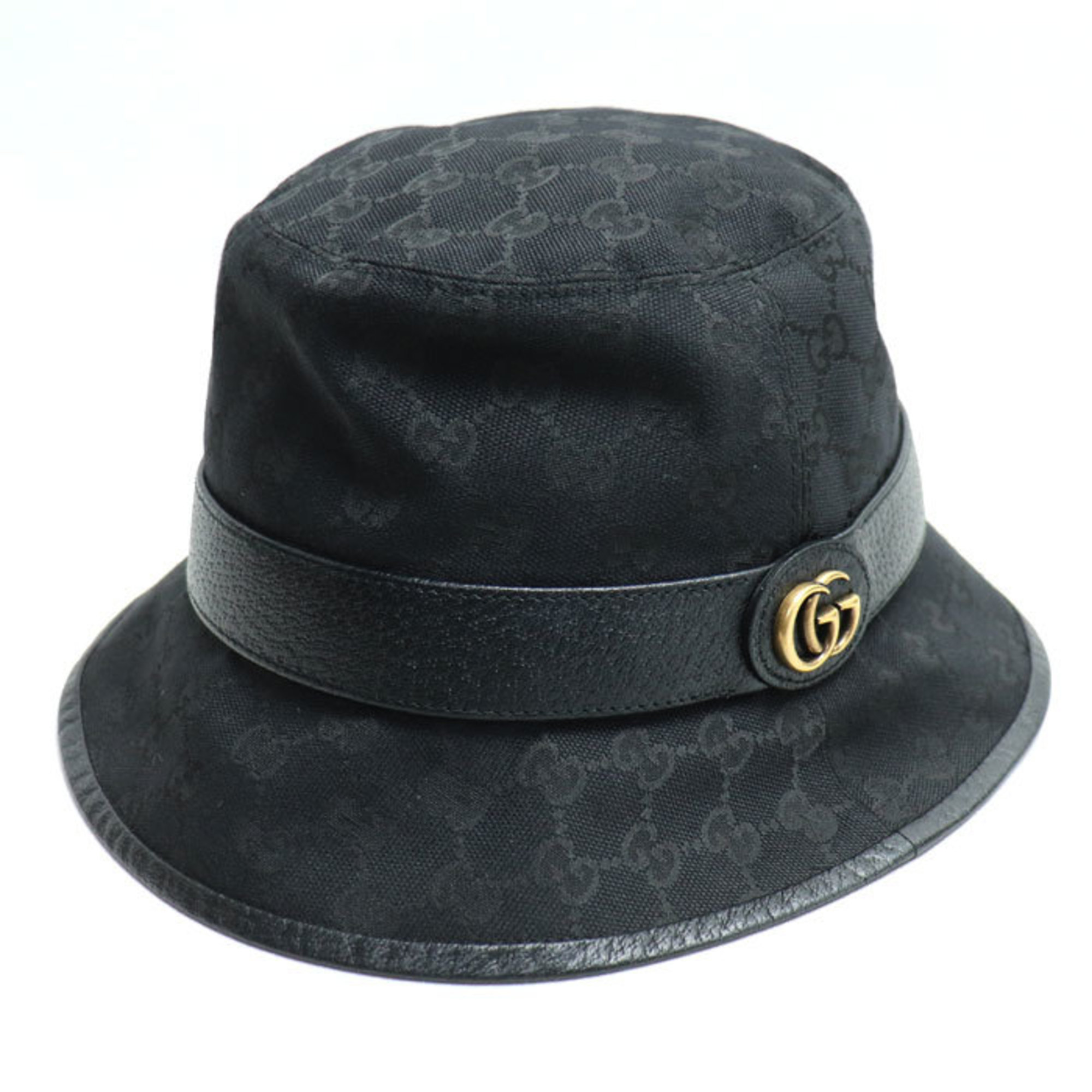 GUCCI GG Canvas Fedora Hat Black 576587 4HG53 1060 M 58cm Men’s