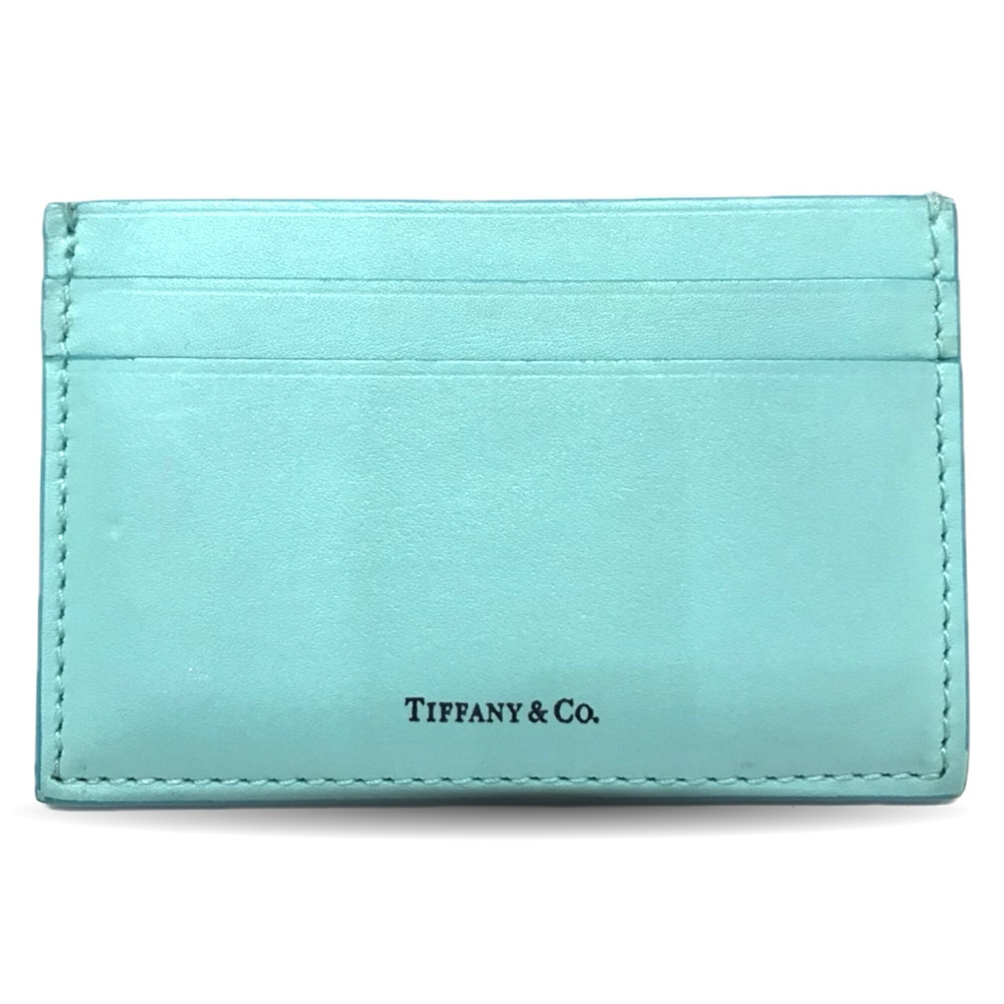 Tiffany business card holder/card case leather blue turquoise color men’s women’s holder TIFFANY&CO