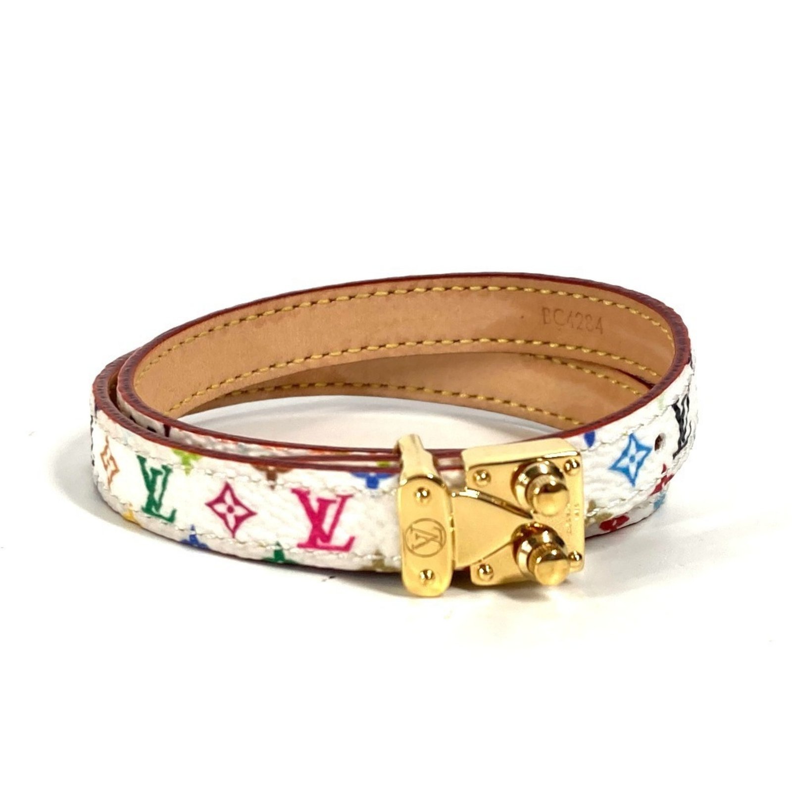 LOUIS VUITTON M8966E Monogram Multicolor Takashi Murakami LV x TM Bracelet Signature Double Accessory Canvas Women’s White