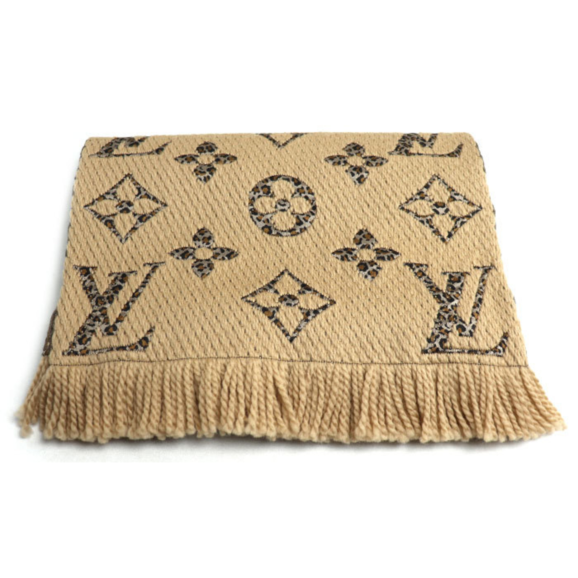 LOUIS VUITTON Louis Vuitton Echarpe Giant Monogram Jungle Scarf, Brown and Beige, M75884, Unisex